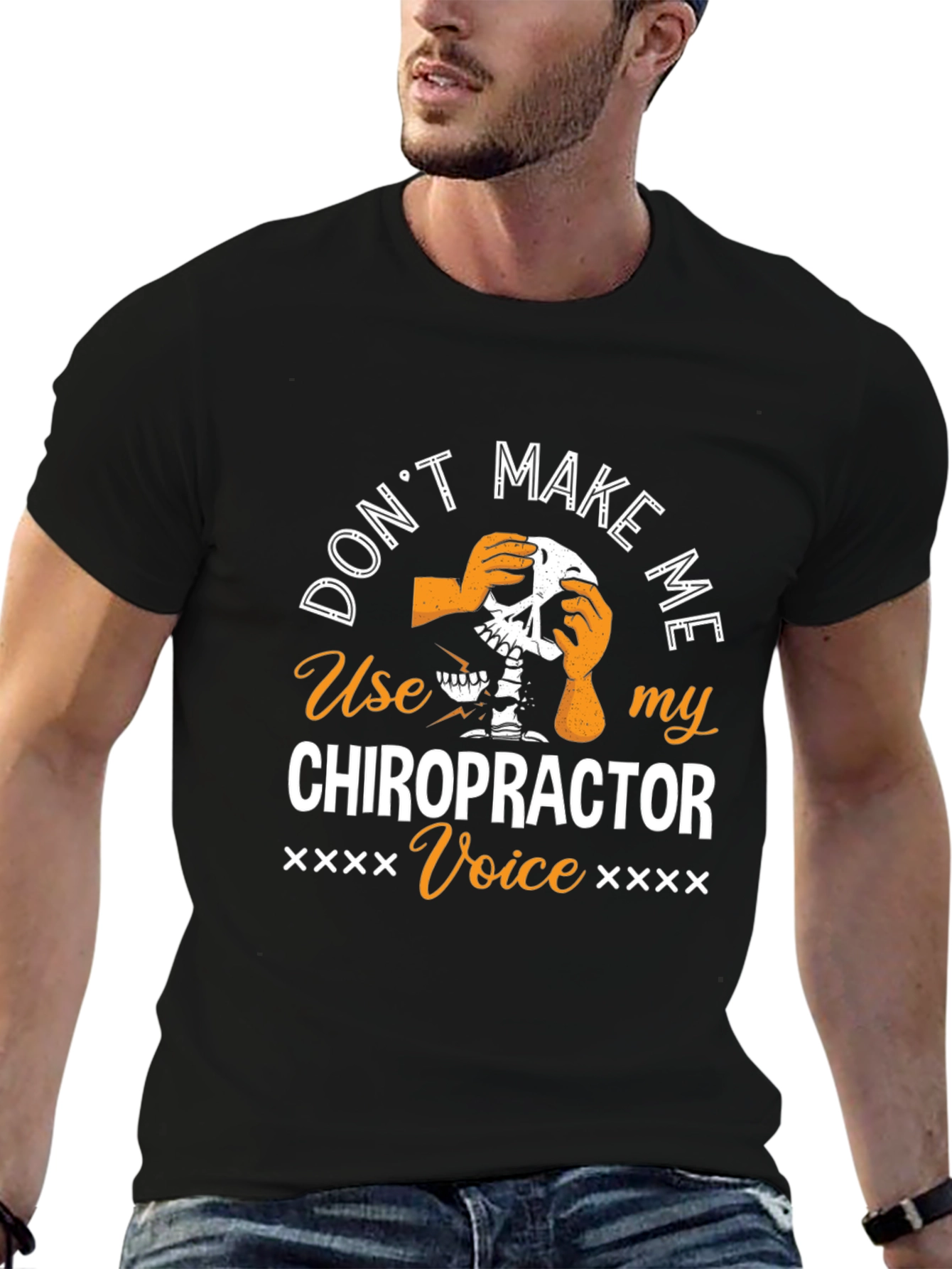 Chiropractor Voice T-Shirt - Funny Skeleton Graphic Tee