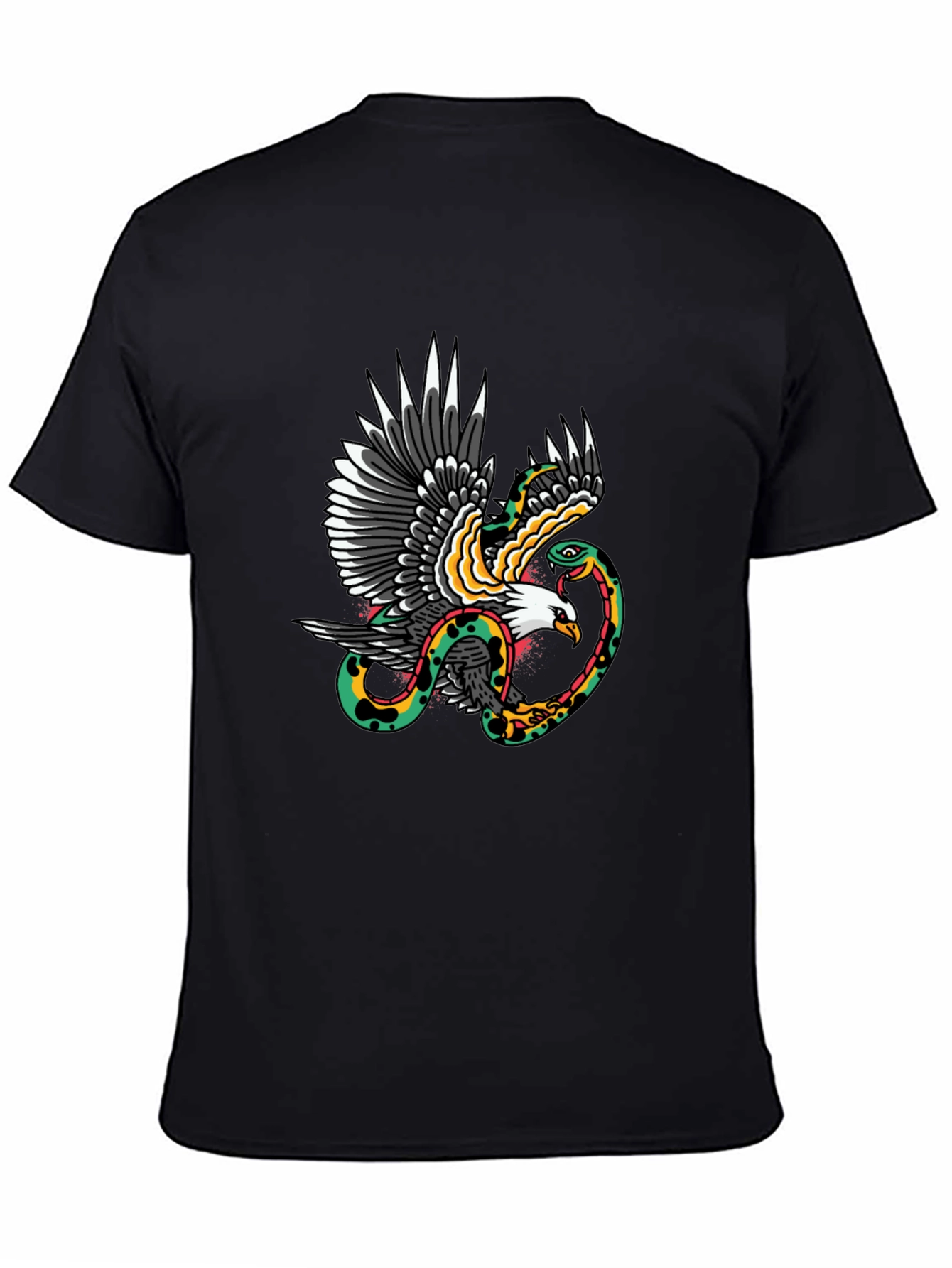 Eagle & Snake Graphic Print Black T-Shirt