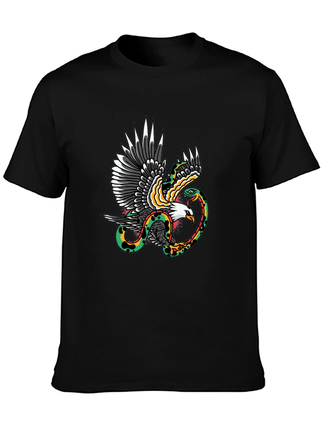 Eagle & Snake Graphic Print Black T-Shirt