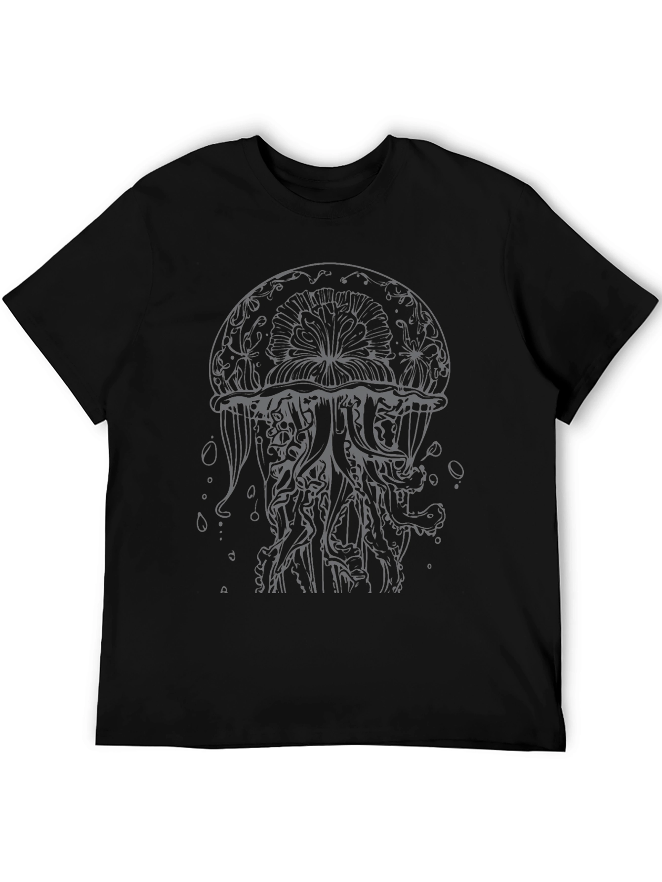 Mens Black Jellyfish Graphic Print T-Shirt