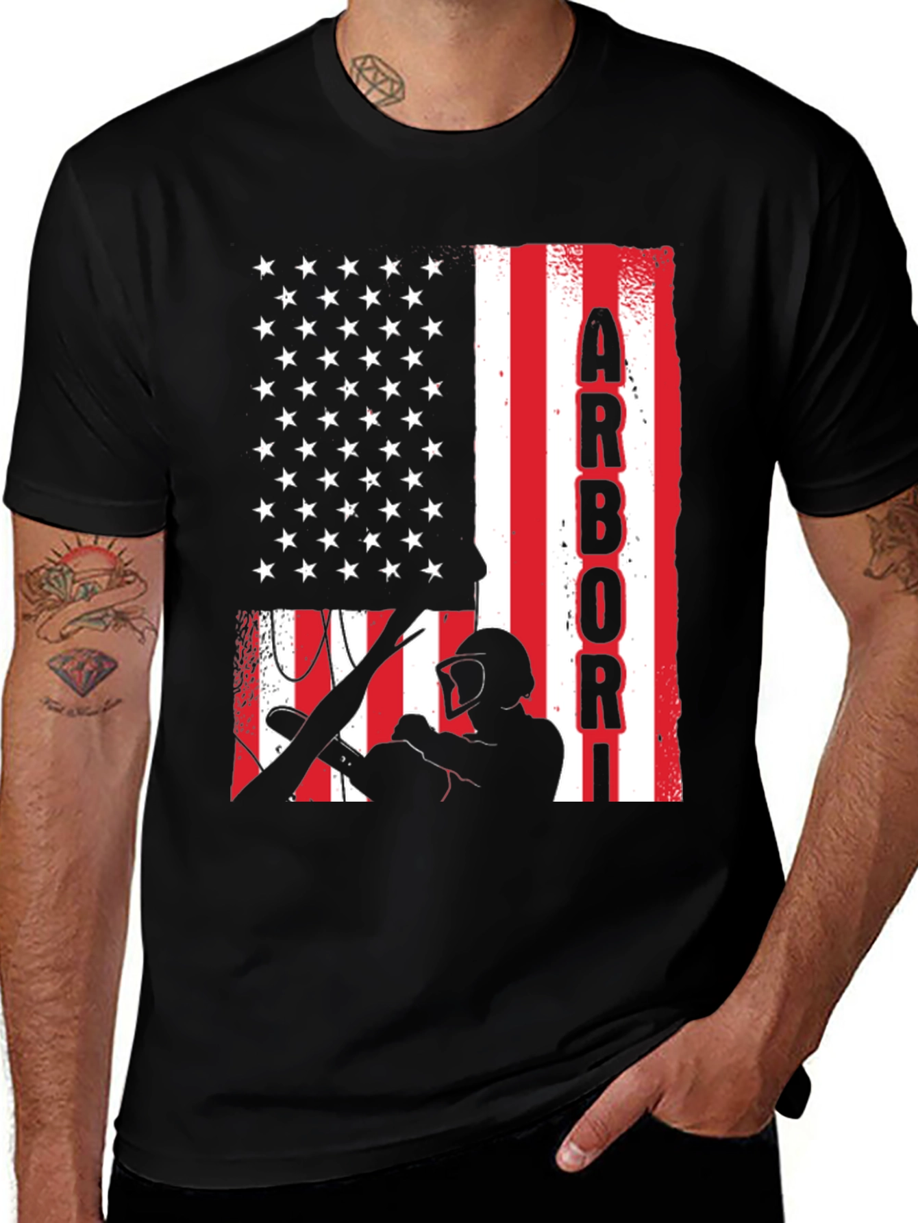 Arbori Flag Graphic Tee - Black Cotton Blend
