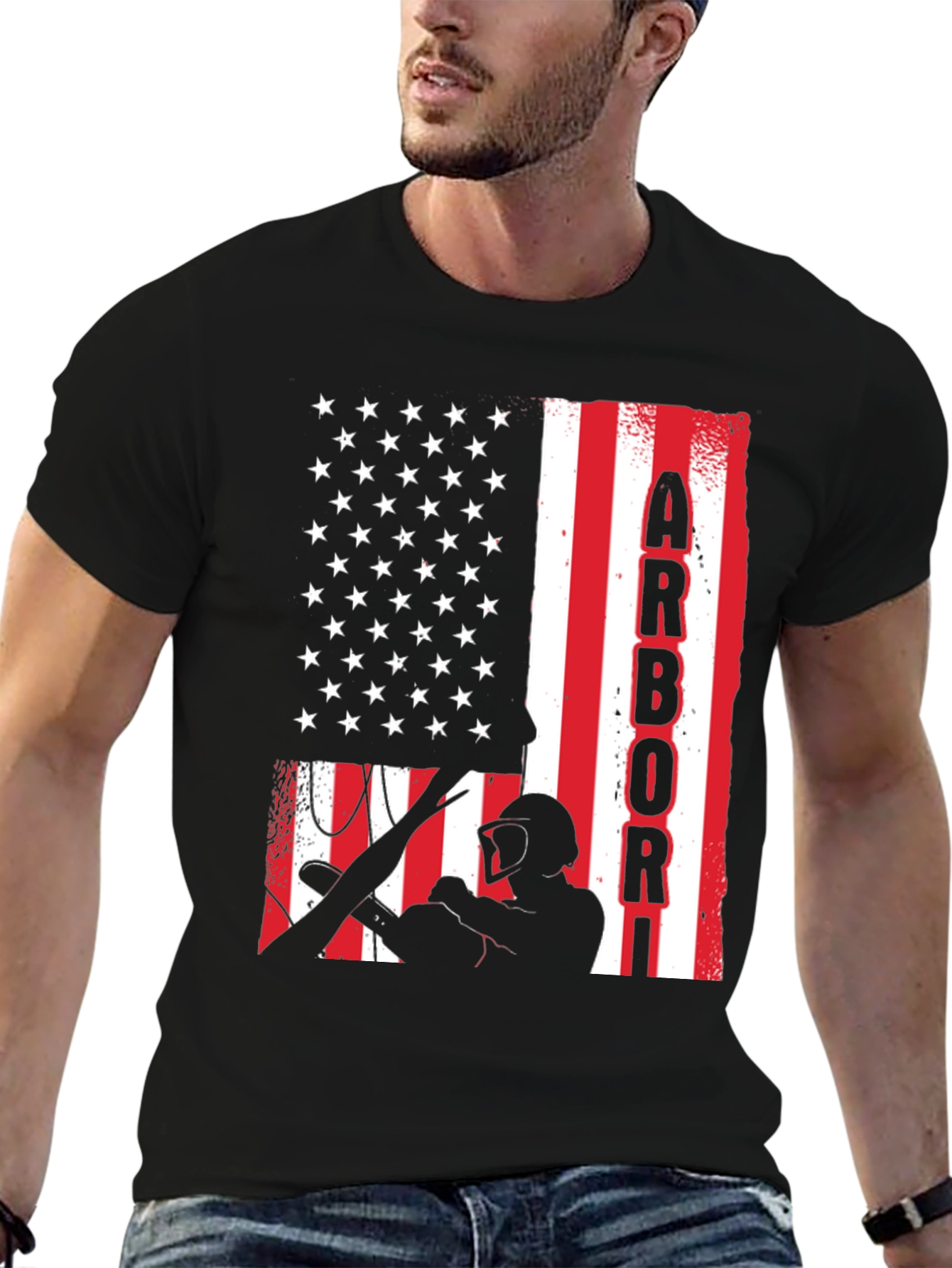Arbori Flag Graphic Tee - Black Cotton Blend