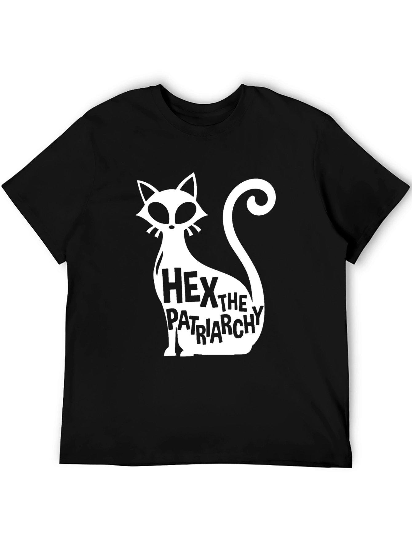 Hex The Patriarchy T-Shirt - Black Cat Feminist Tee