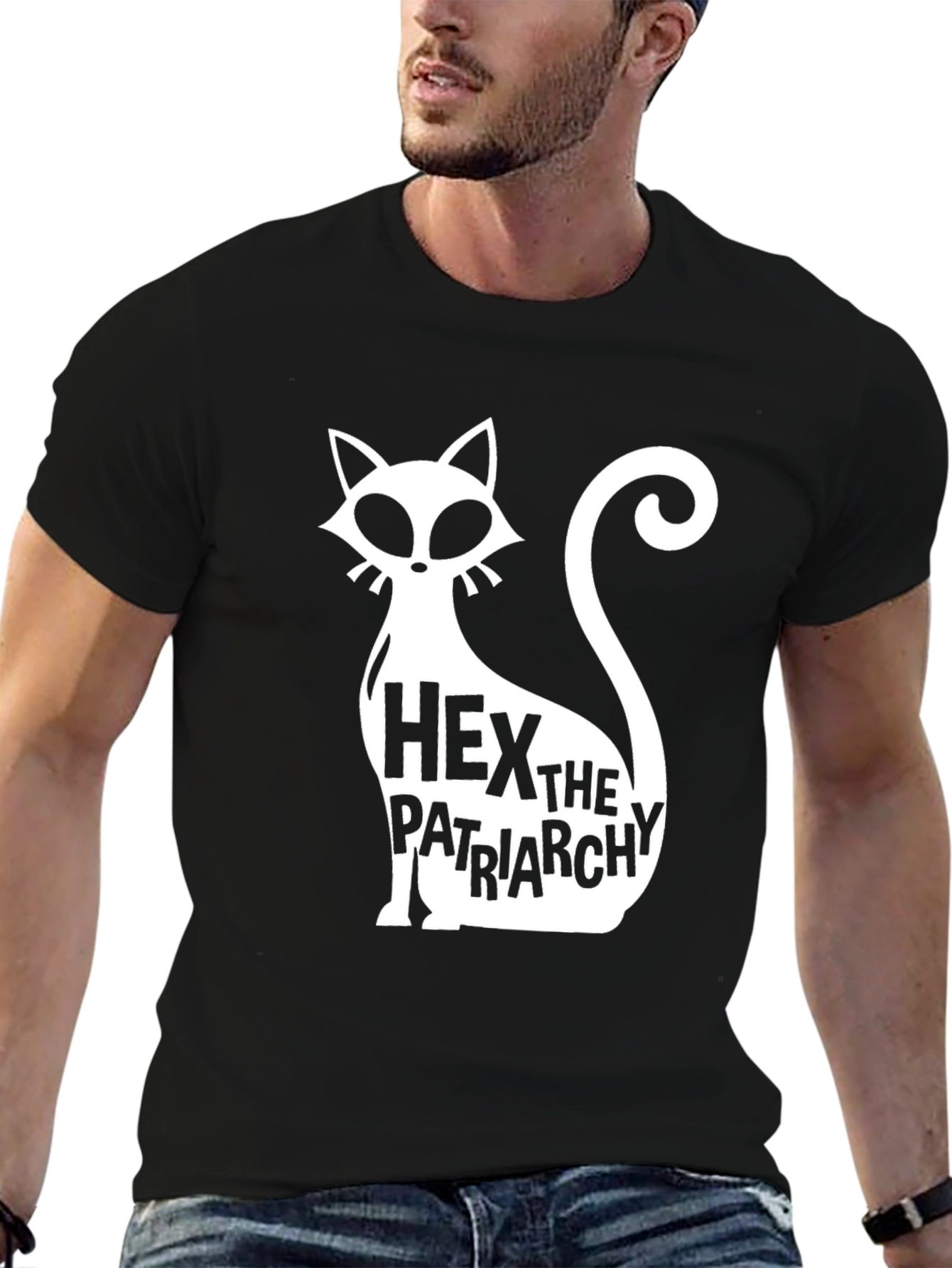 Hex The Patriarchy T-Shirt - Black Cat Feminist Tee