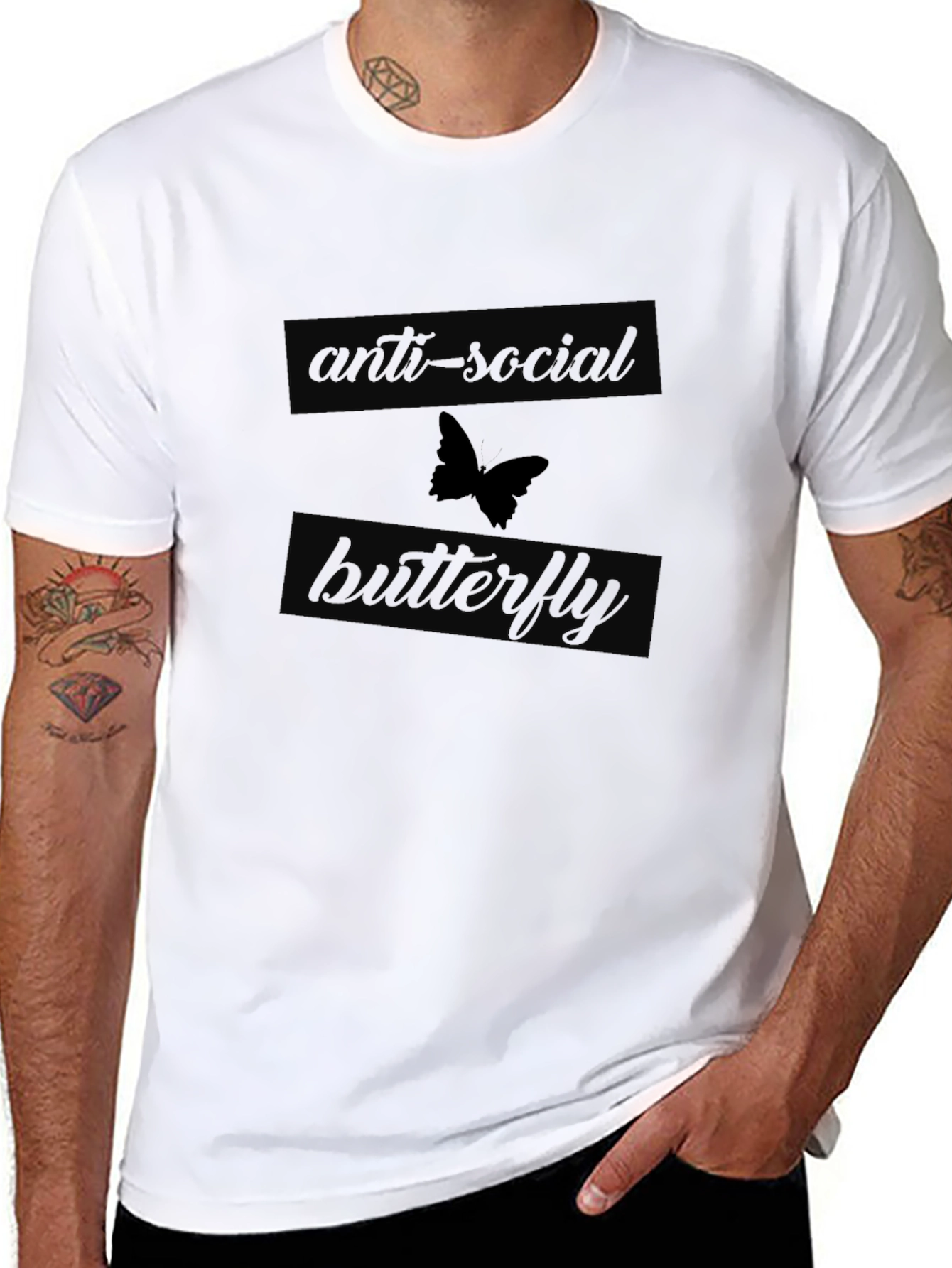 Anti-Social Butterfly Graphic T-Shirt