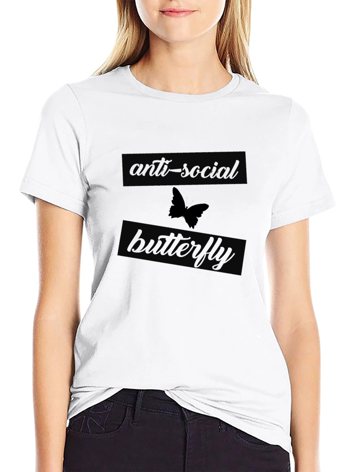 Anti-Social Butterfly Graphic T-Shirt