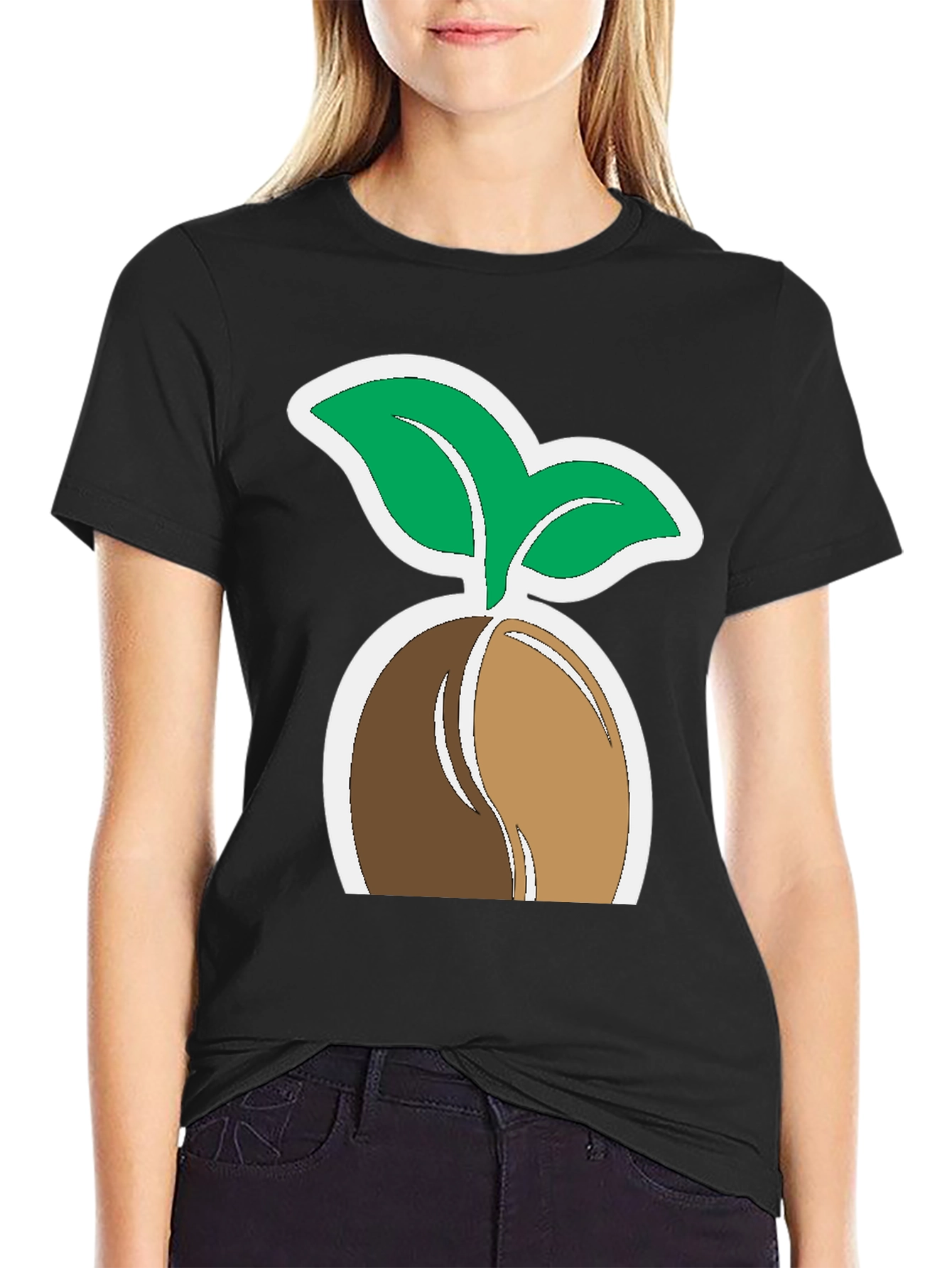 Plant Seedling Graphic Tee - Black Cotton Comfort