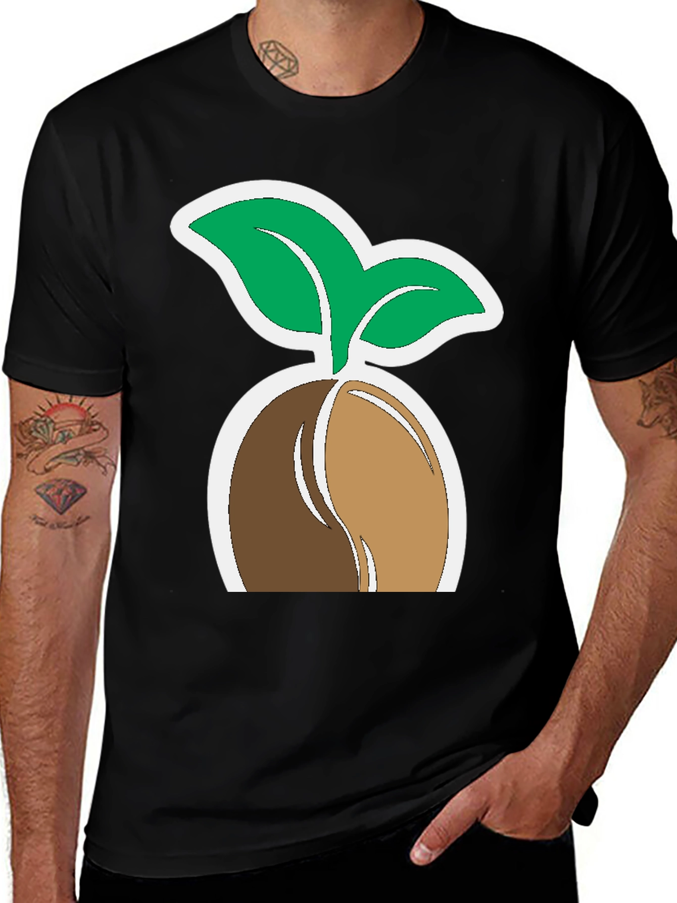Plant Seedling Graphic Tee - Black Cotton Comfort