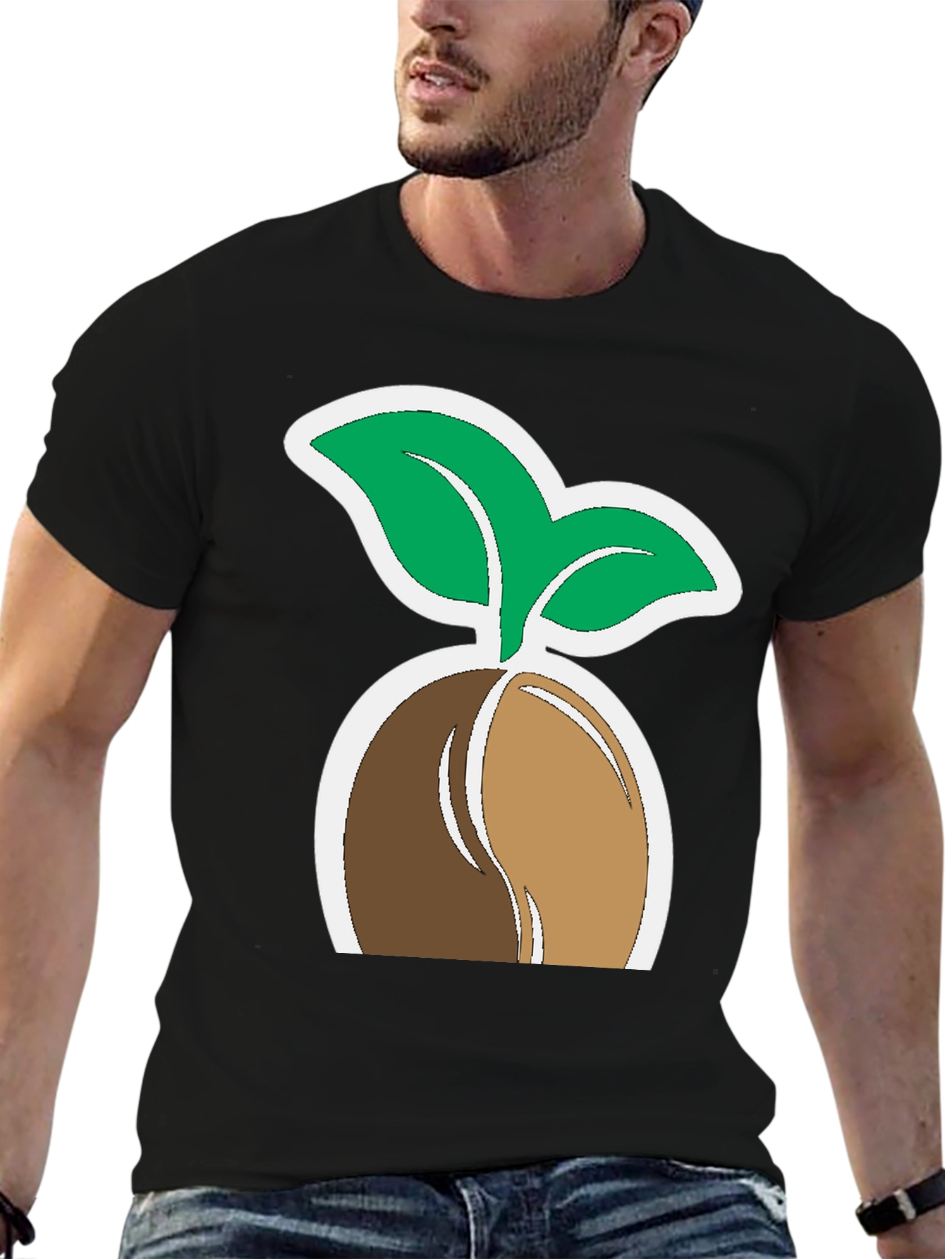 Plant Seedling Graphic Tee - Black Cotton Comfort