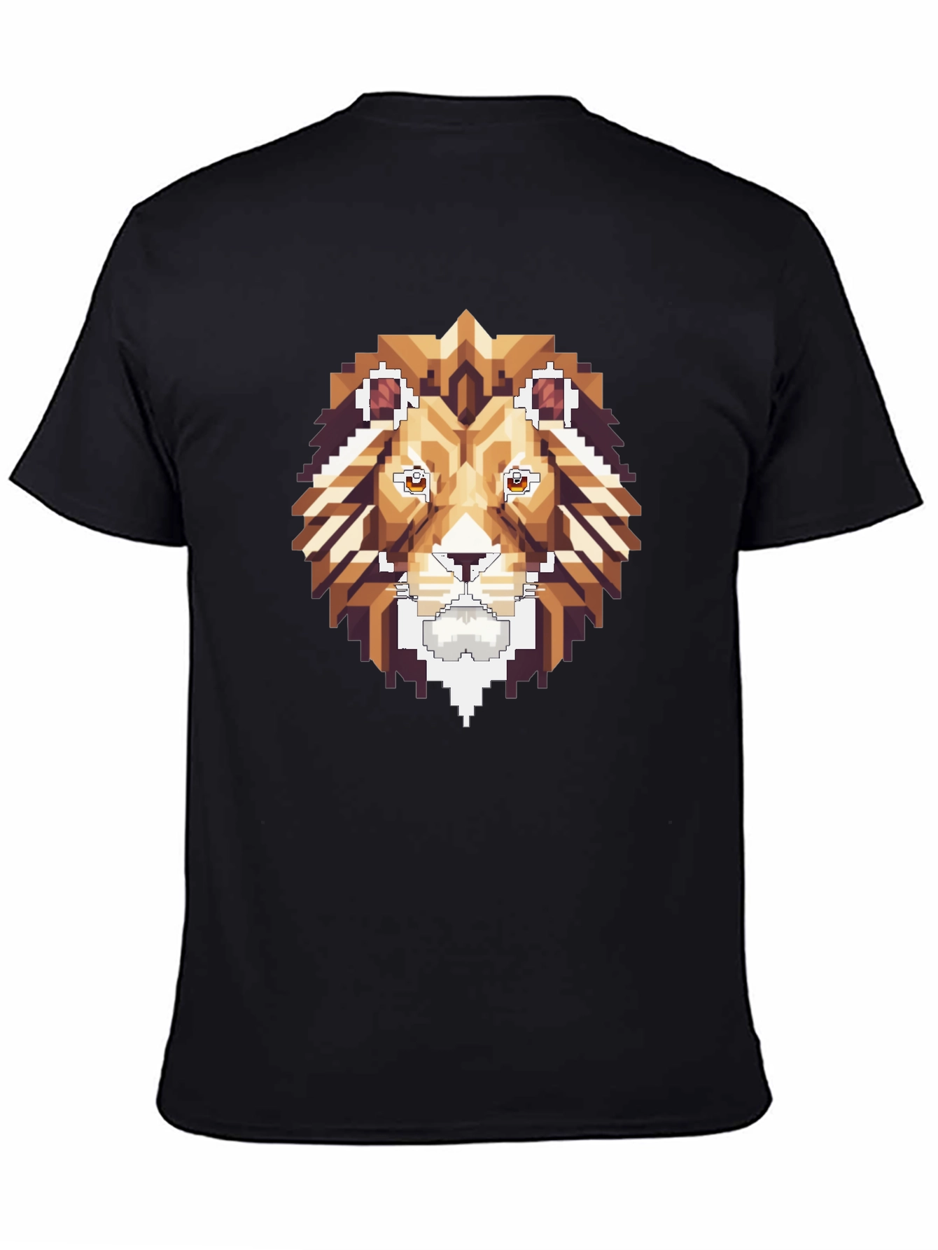 Pixel Art Lion Graphic Tee - Stylish Black T-Shirt