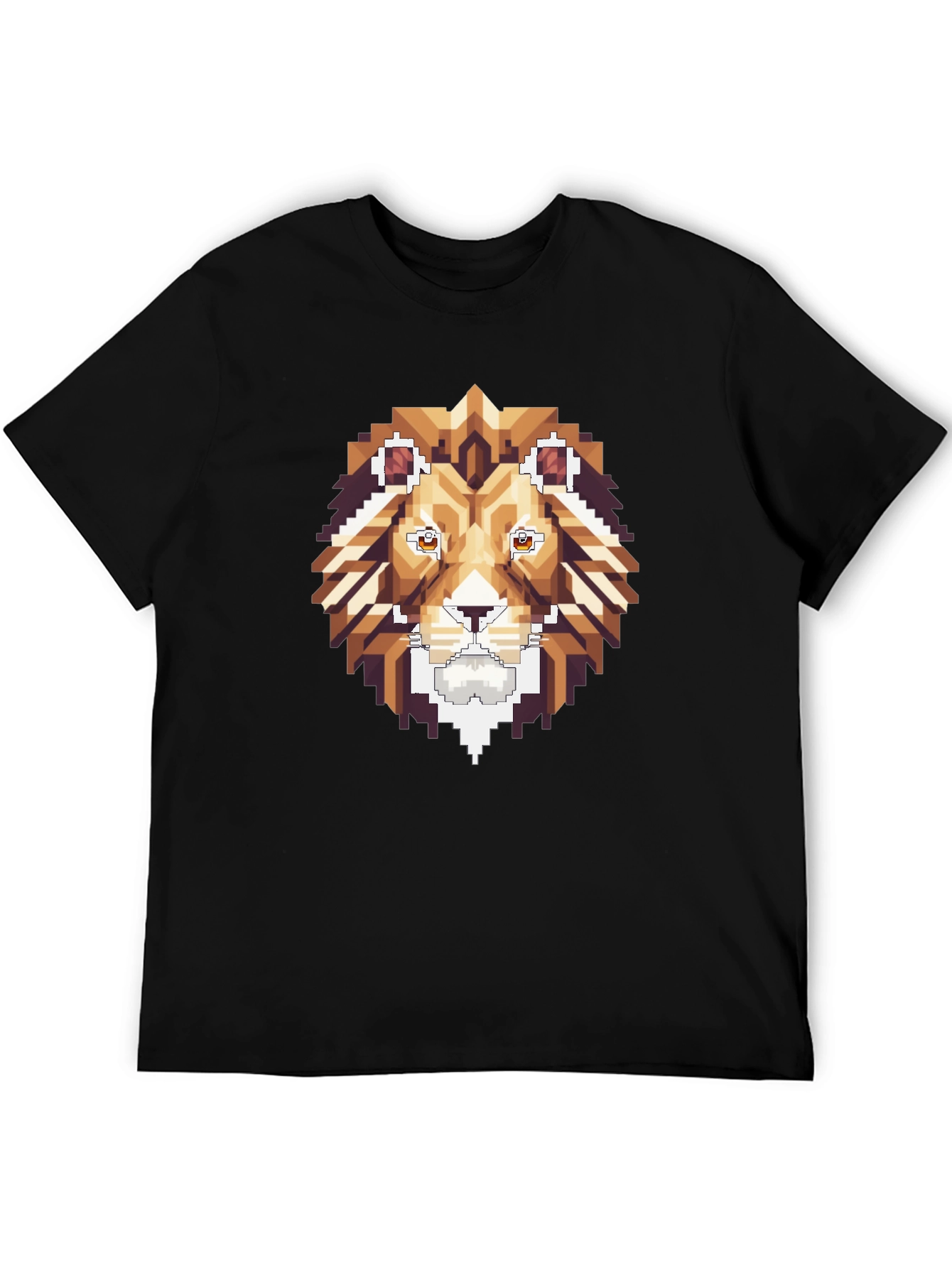 Pixel Art Lion Graphic Tee - Stylish Black T-Shirt