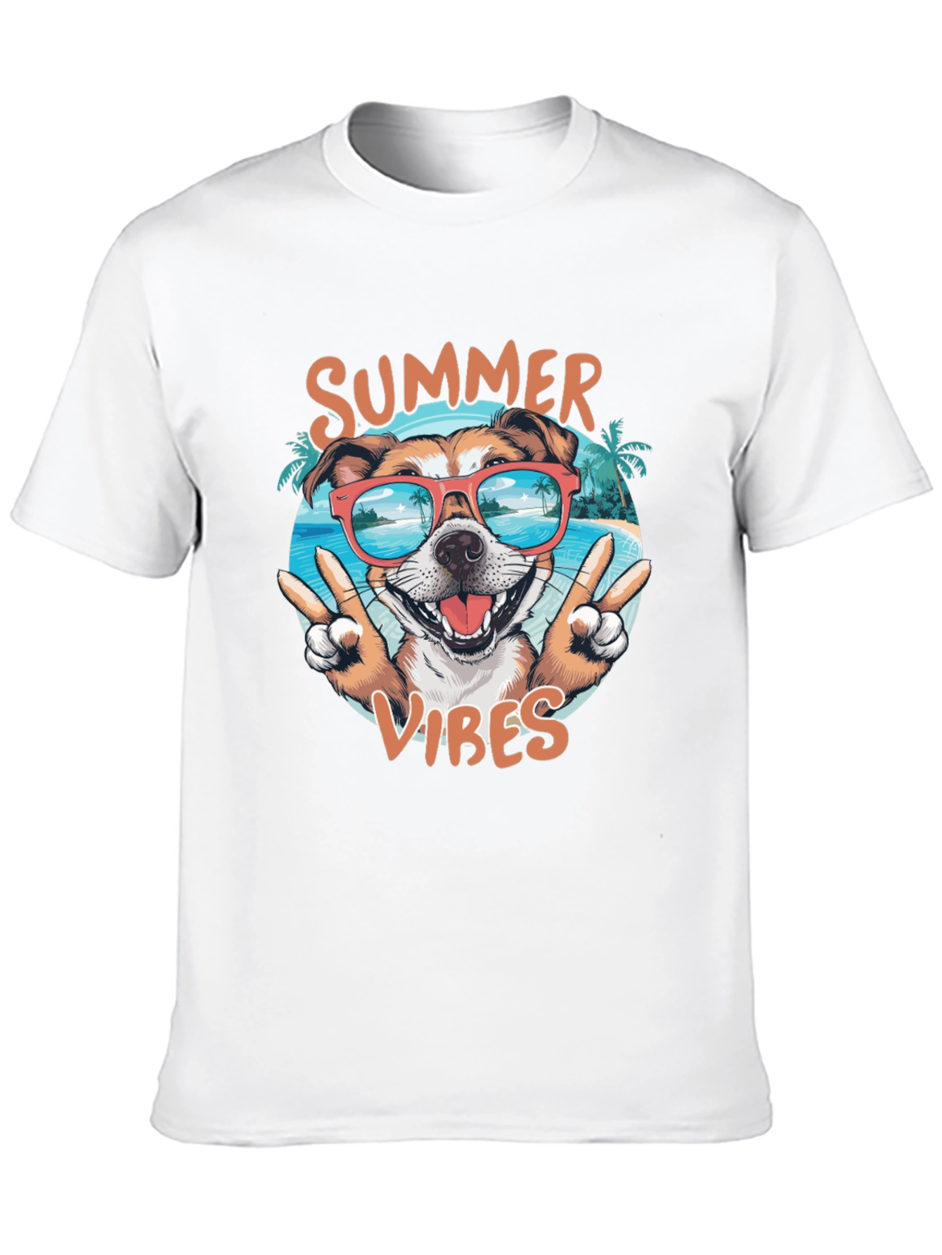 Summer Vibes Dog Graphic Tee - Casual Black T-Shirt