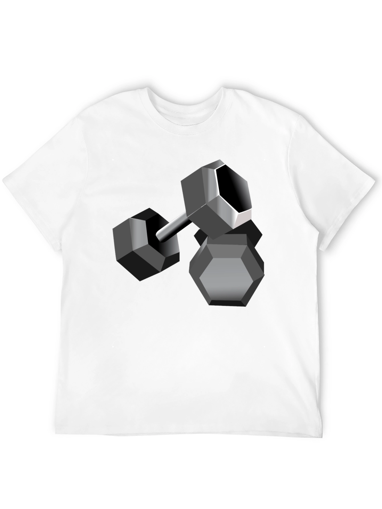 Geometric Dumbbell Graphic Tee - Modern Design