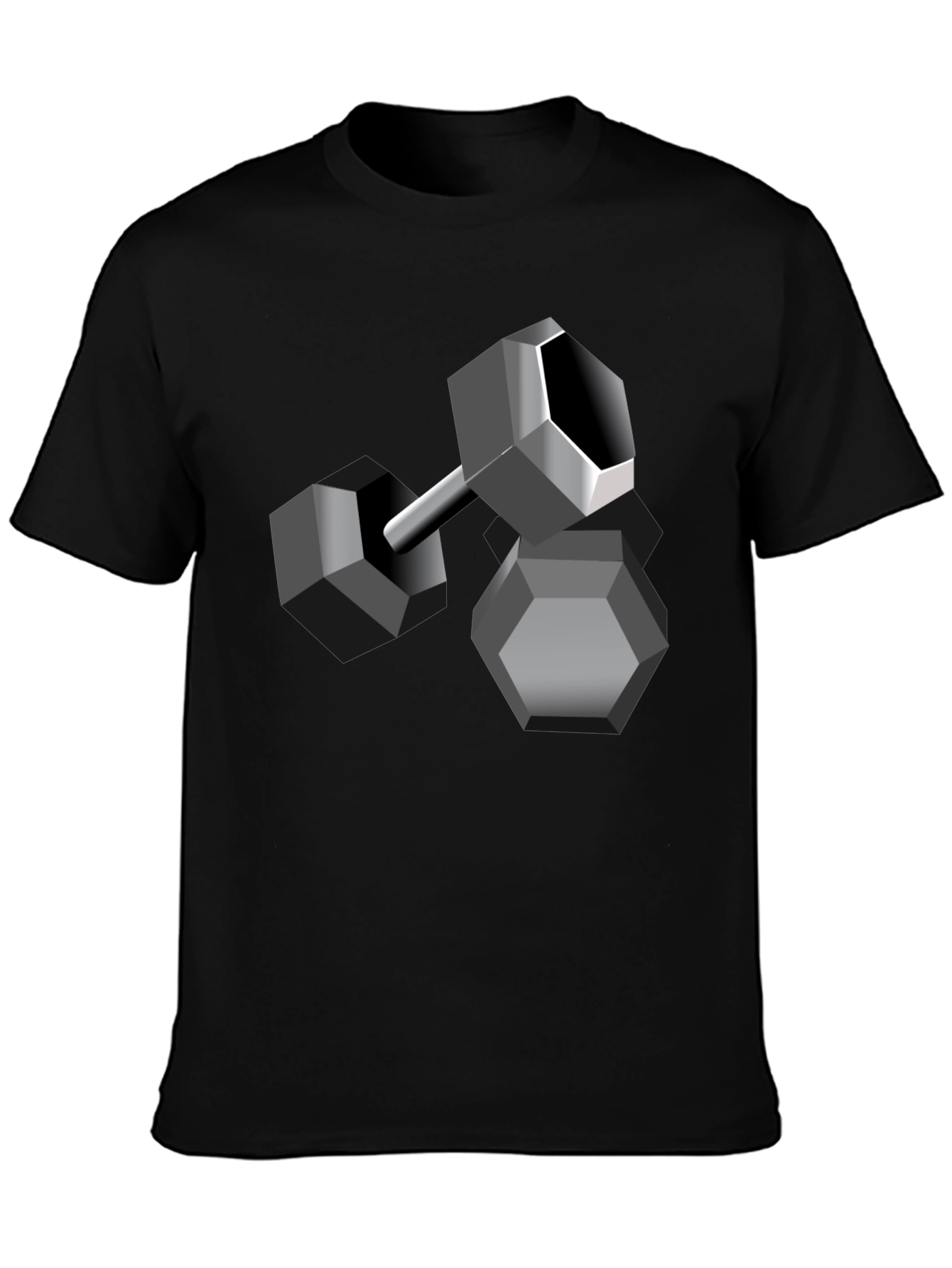 Geometric Dumbbell Graphic Tee - Modern Design