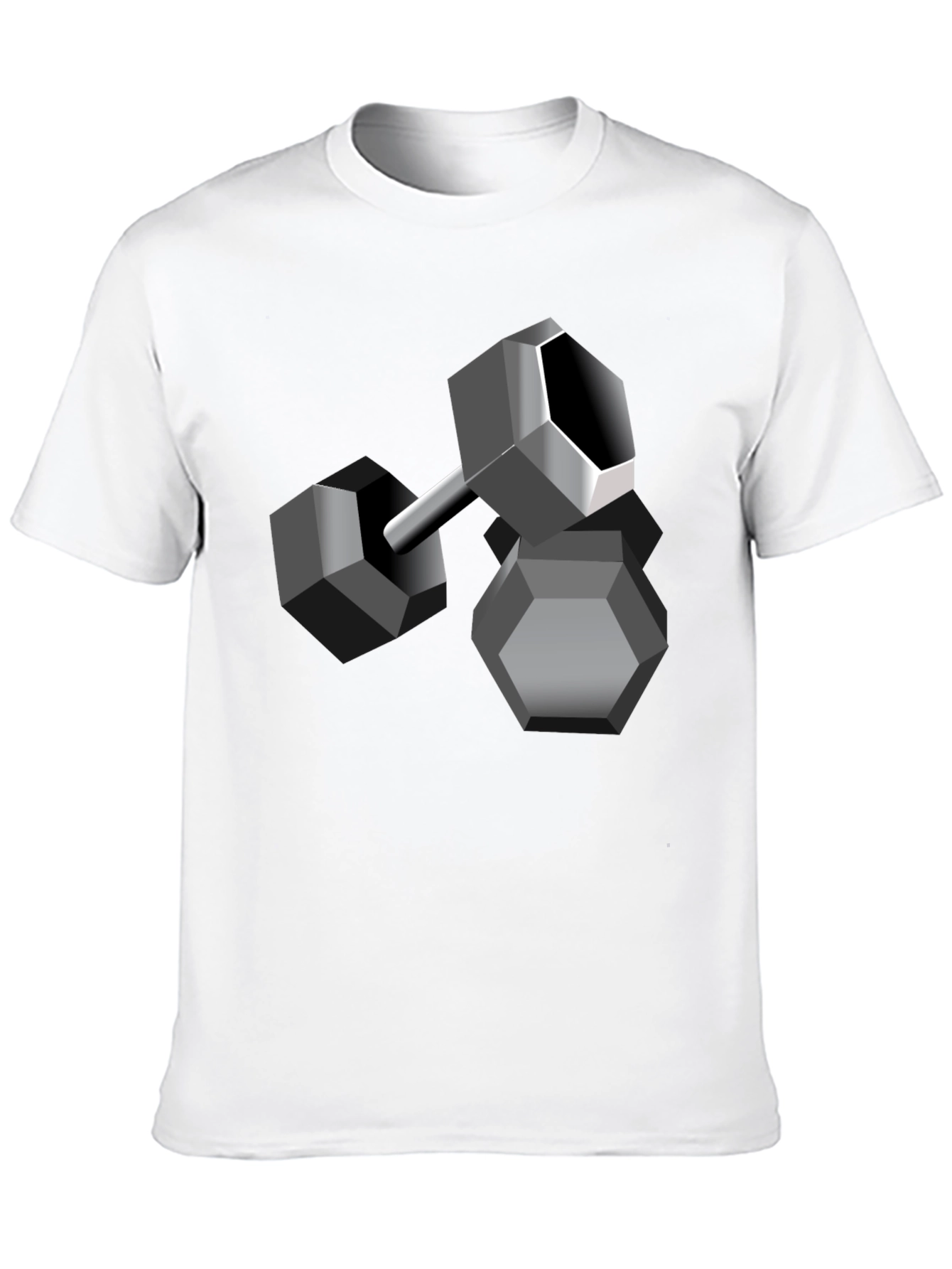 Geometric Dumbbell Graphic Tee - Modern Design