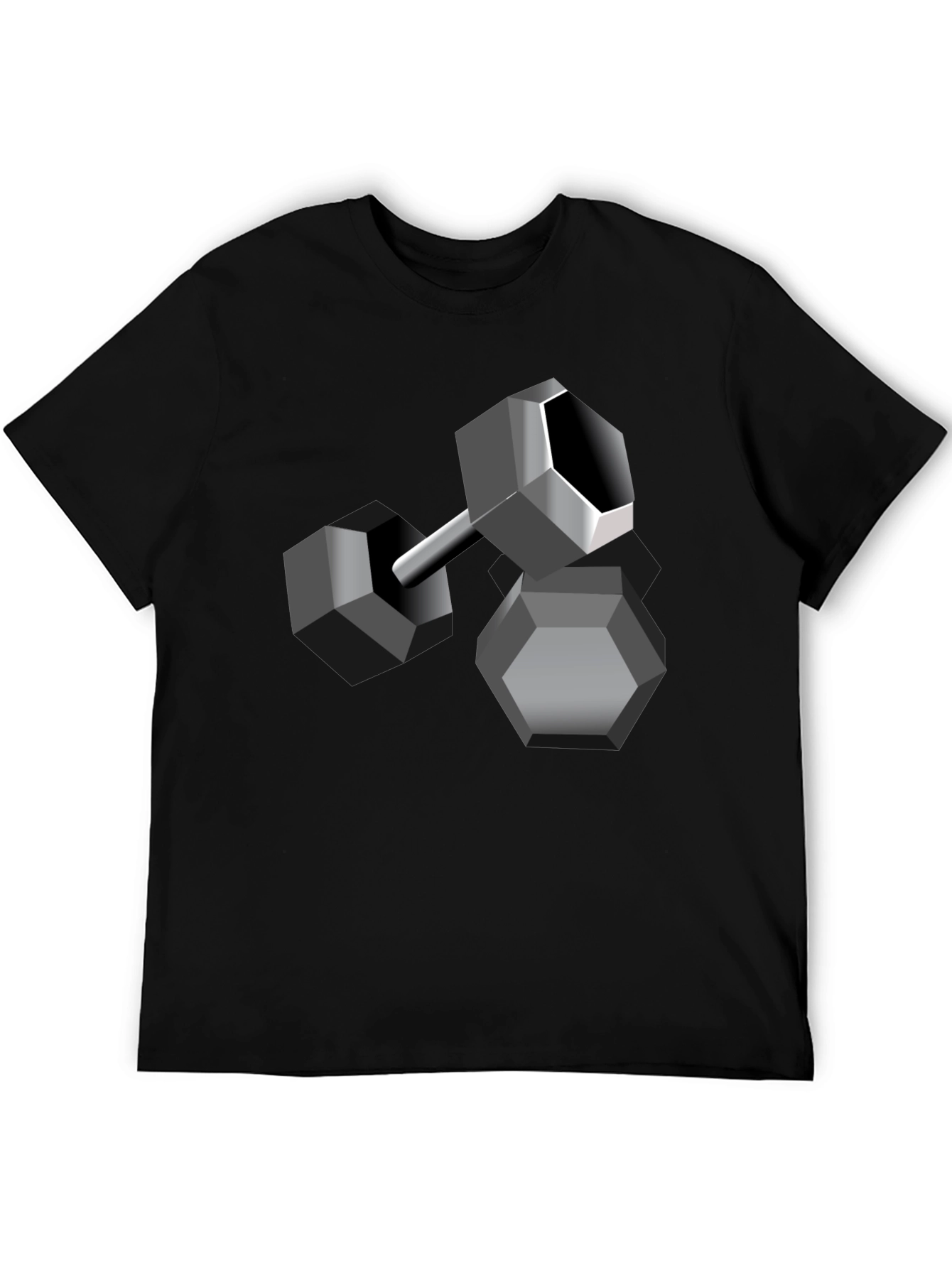 Geometric Dumbbell Graphic Tee - Modern Design