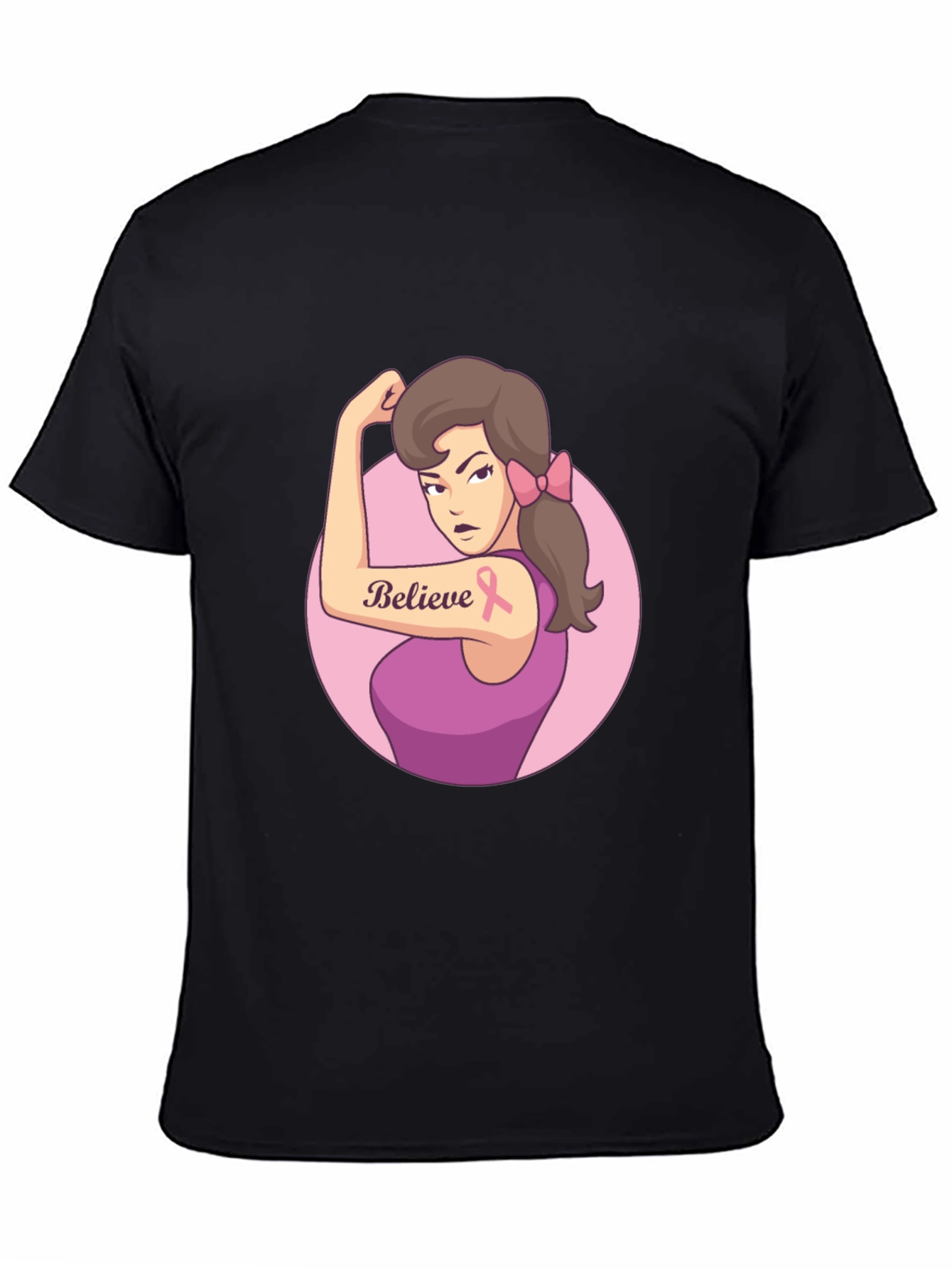 Believe Breast Cancer Awareness Black T-Shirt