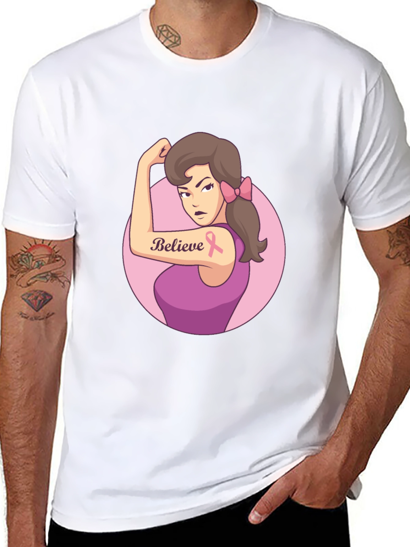 Believe Breast Cancer Awareness Black T-Shirt