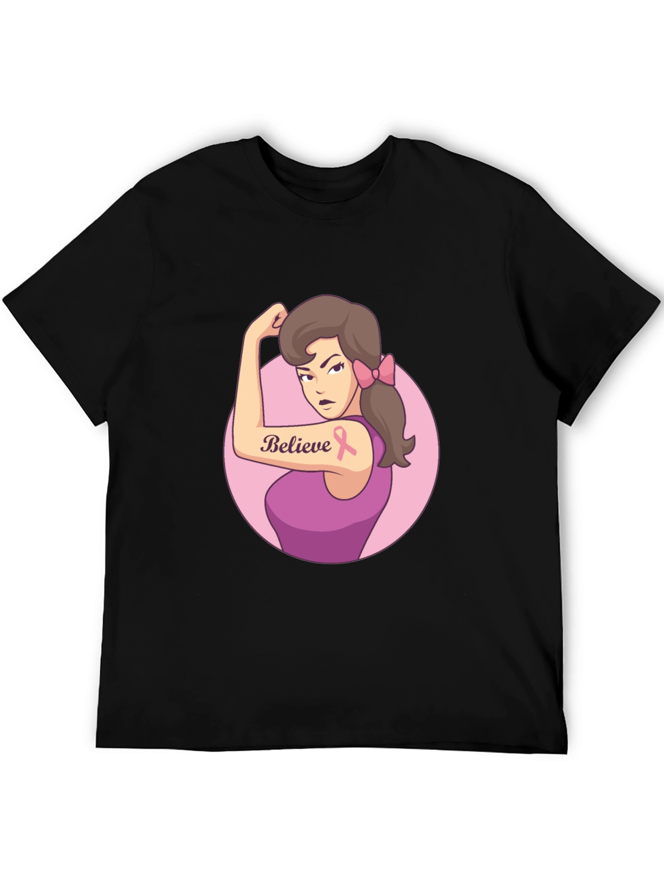 Believe Breast Cancer Awareness Black T-Shirt