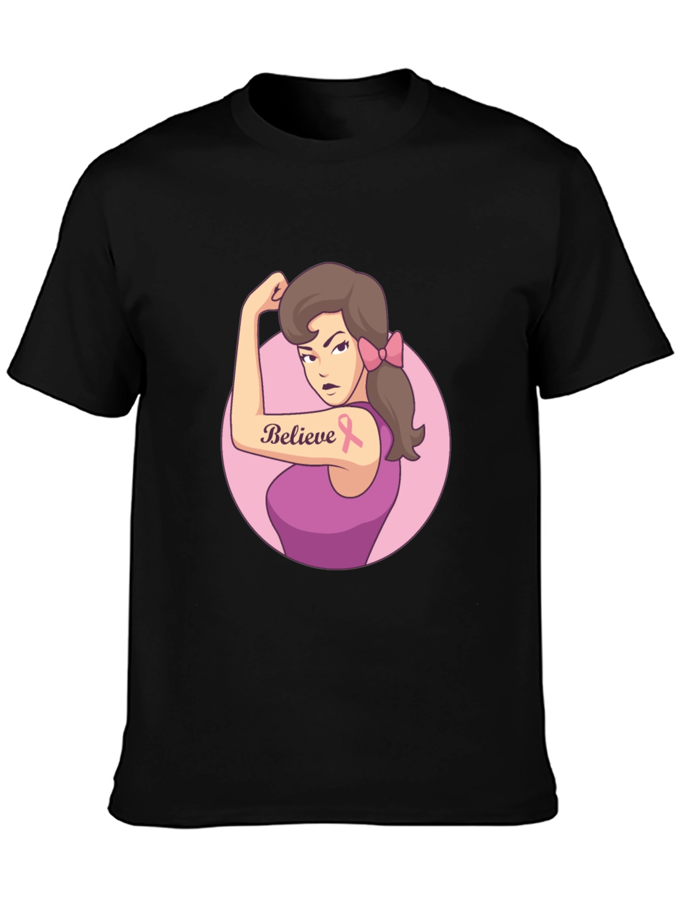Believe Breast Cancer Awareness Black T-Shirt