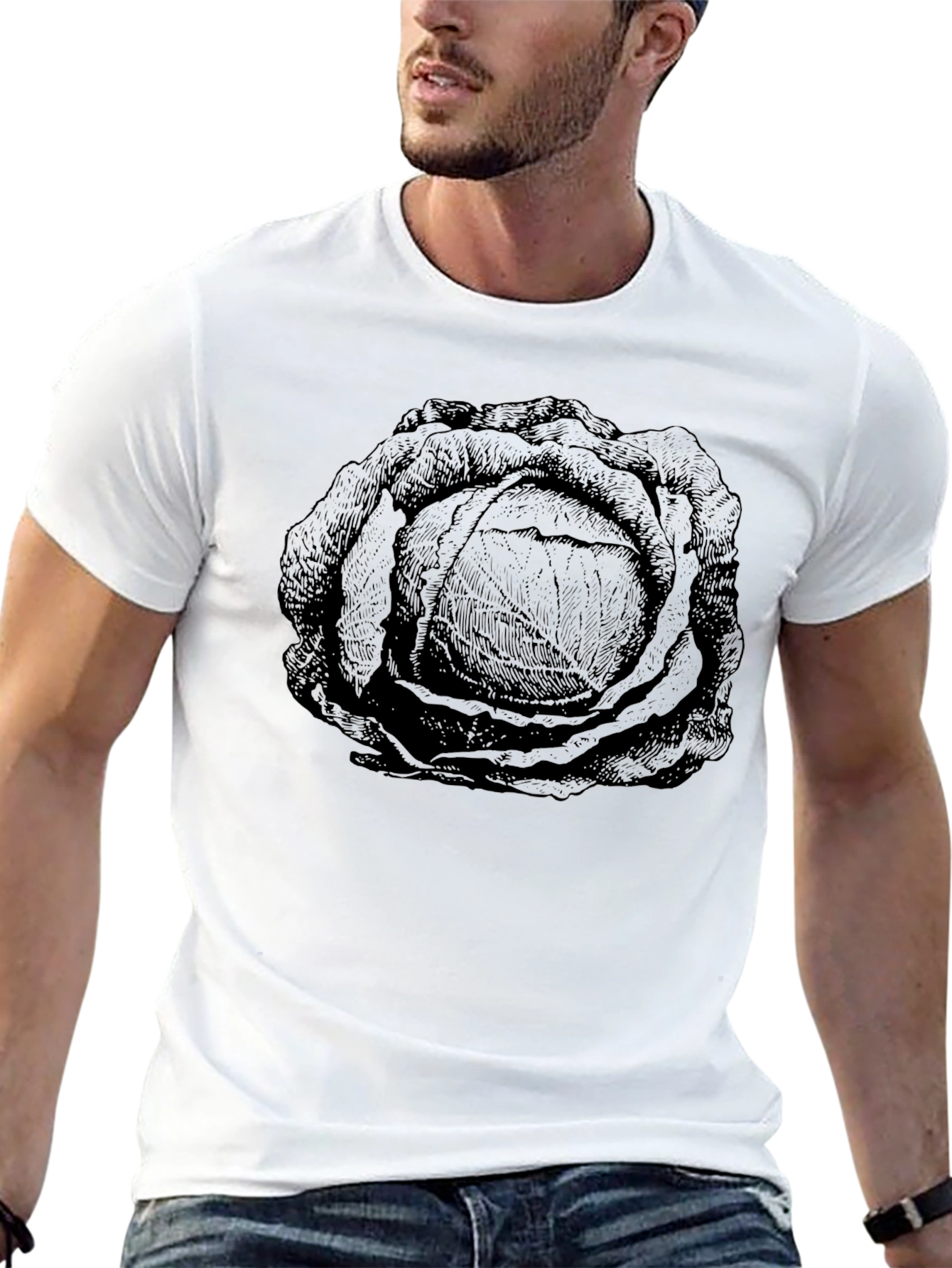 Cabbage Graphic Print Black T-Shirt