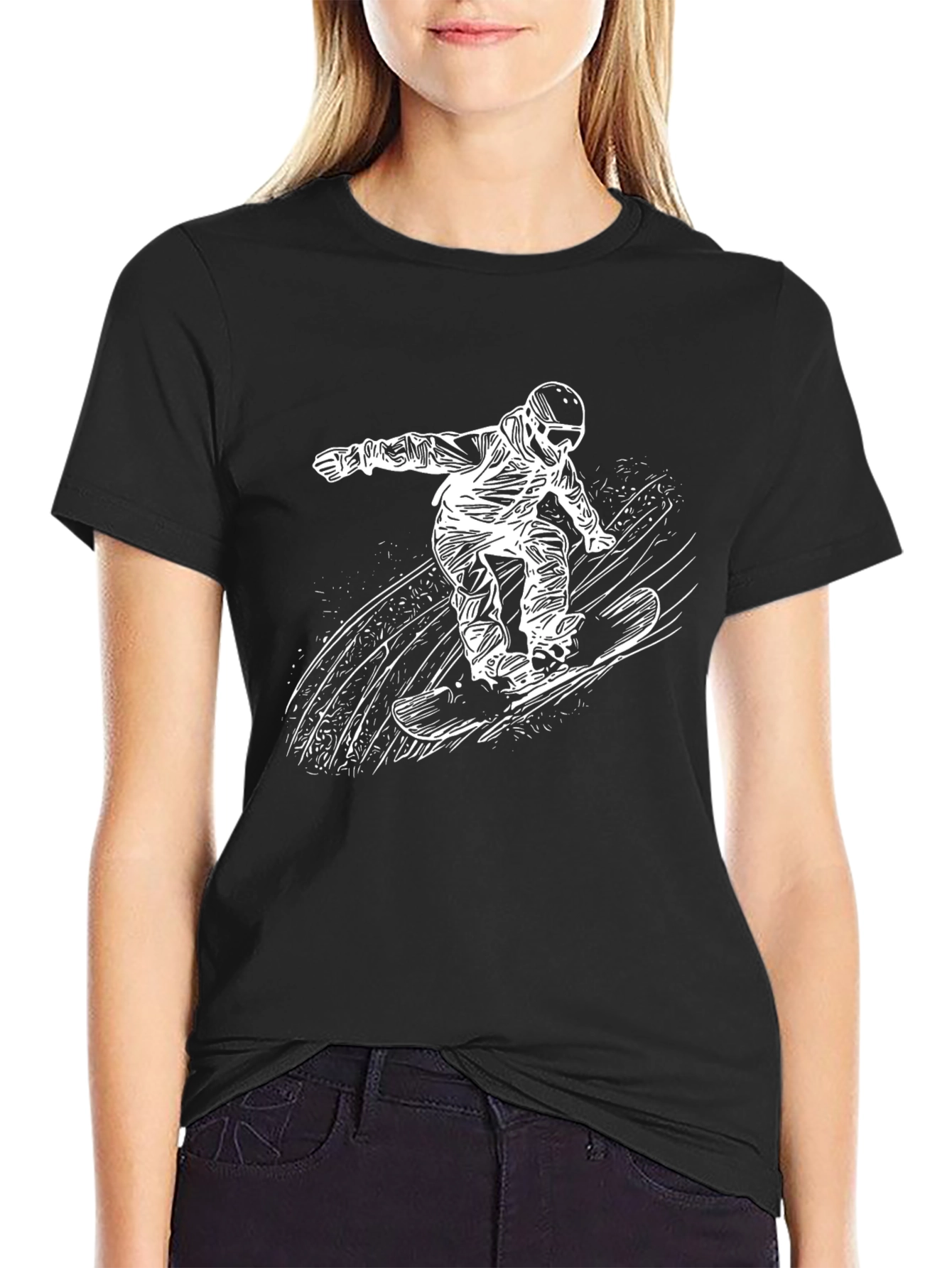Snowboarder Graphic T-Shirt - Black Cotton Tee