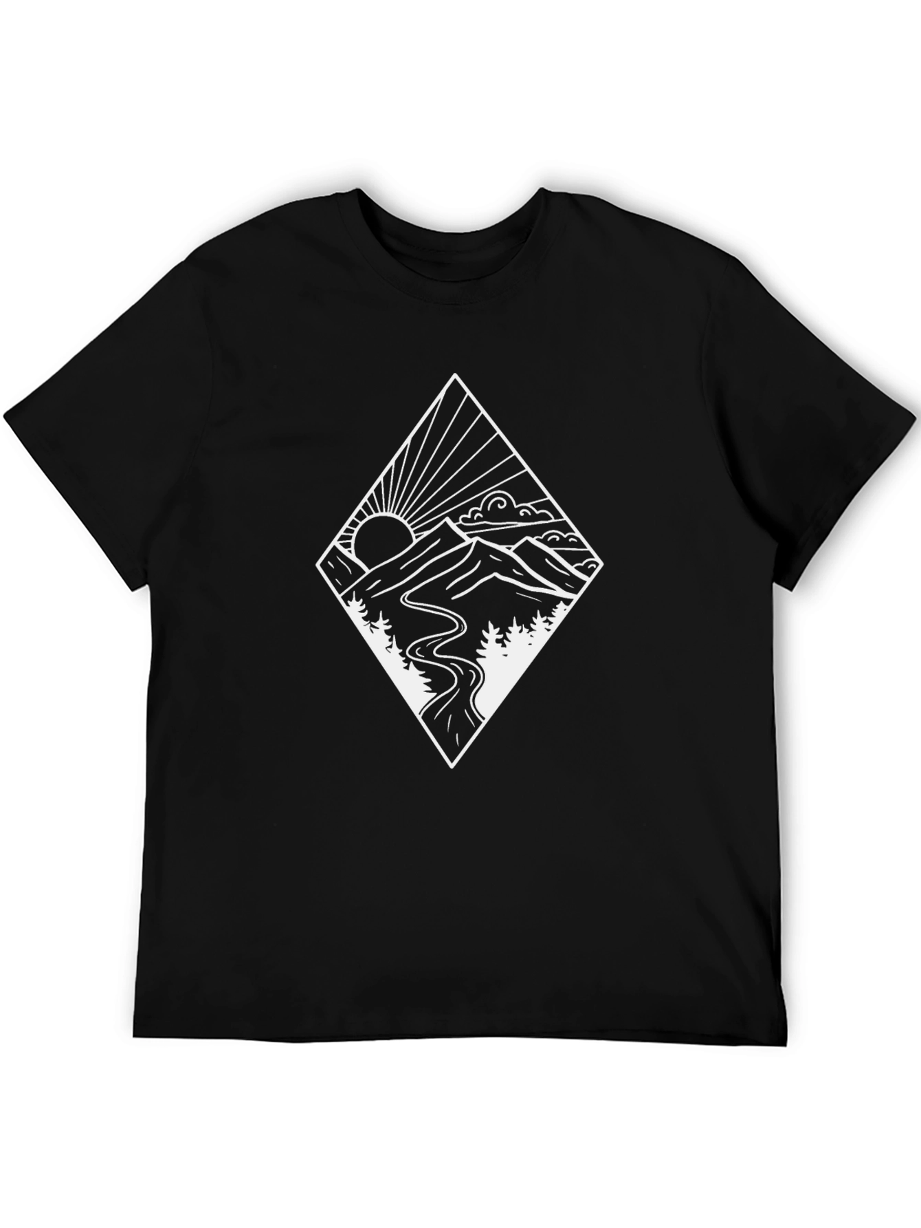 Mountain View Graphic Tee - Black Cotton Shirt