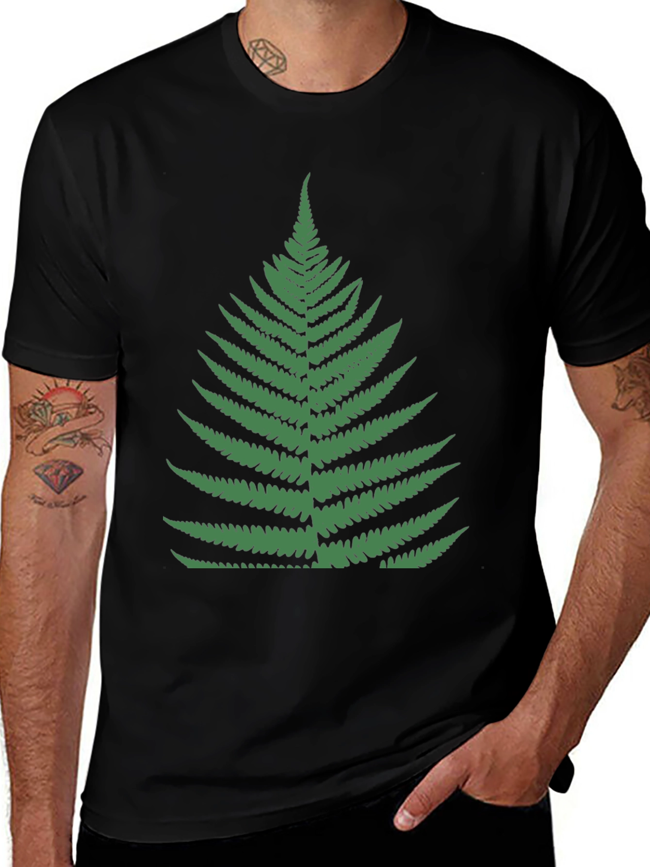 Fern Graphic Tee - Black Cotton T-Shirt