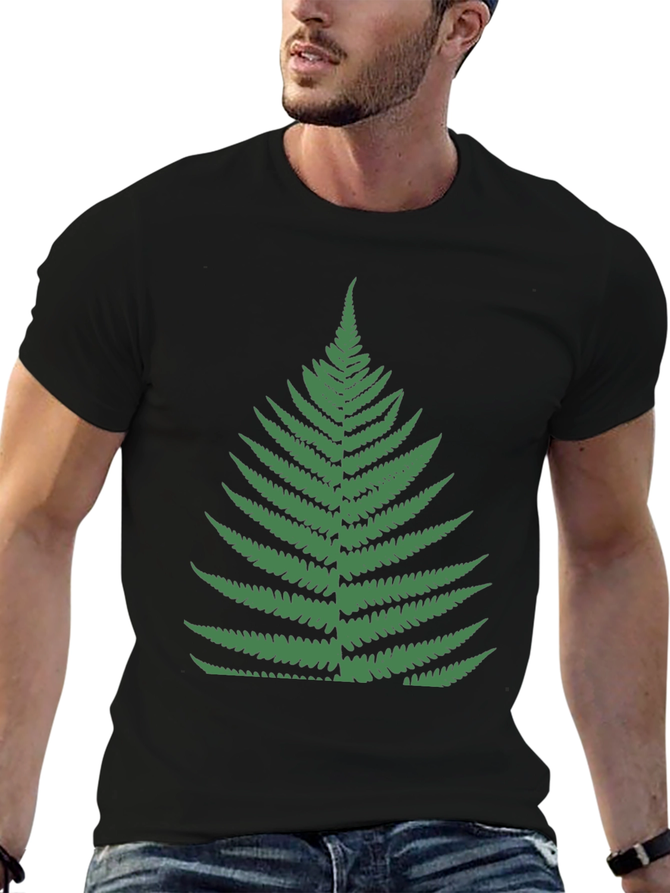 Fern Graphic Tee - Black Cotton T-Shirt