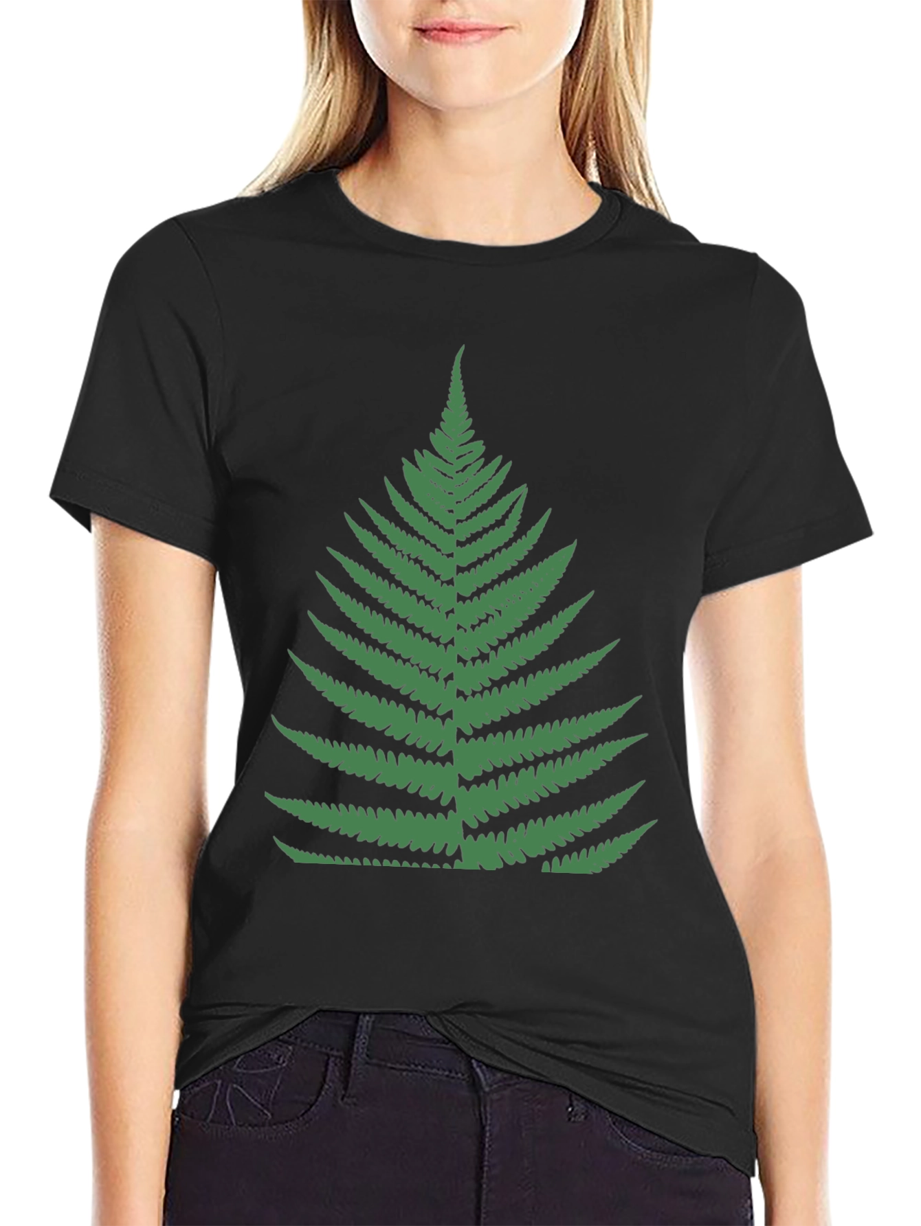 Fern Graphic Tee - Black Cotton T-Shirt