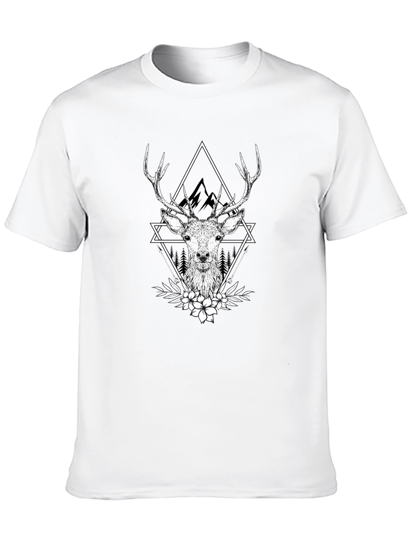 Deer Graphic T-Shirt - Stylish Black Tee
