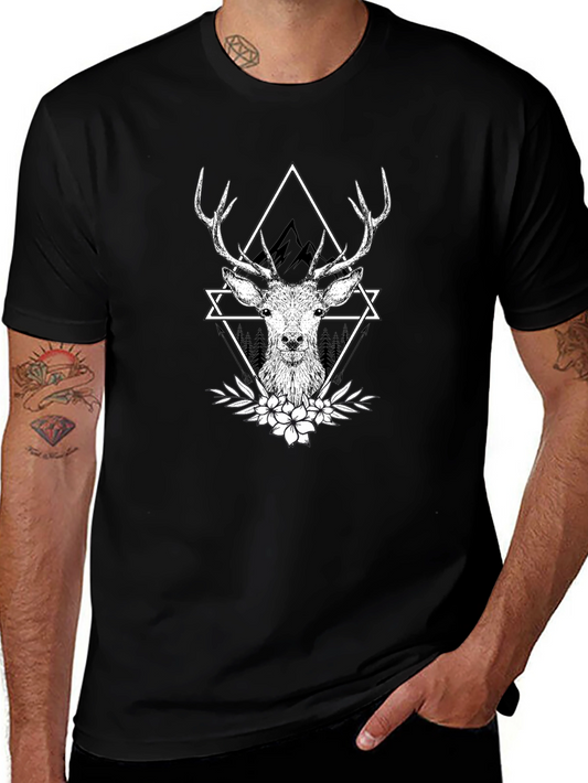 Deer Graphic T-Shirt - Stylish Black Tee