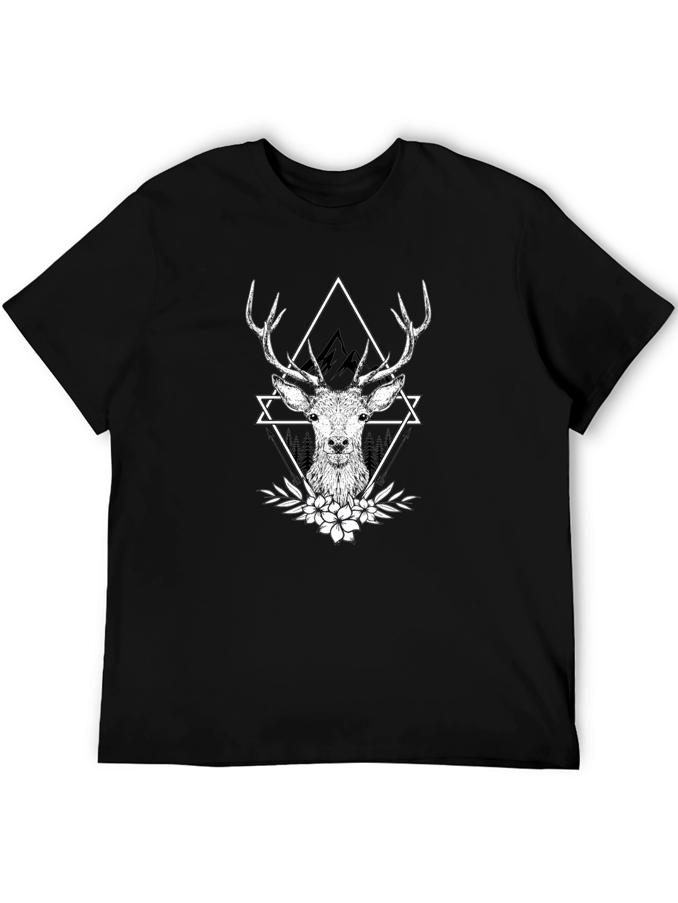 Deer Graphic T-Shirt - Stylish Black Tee