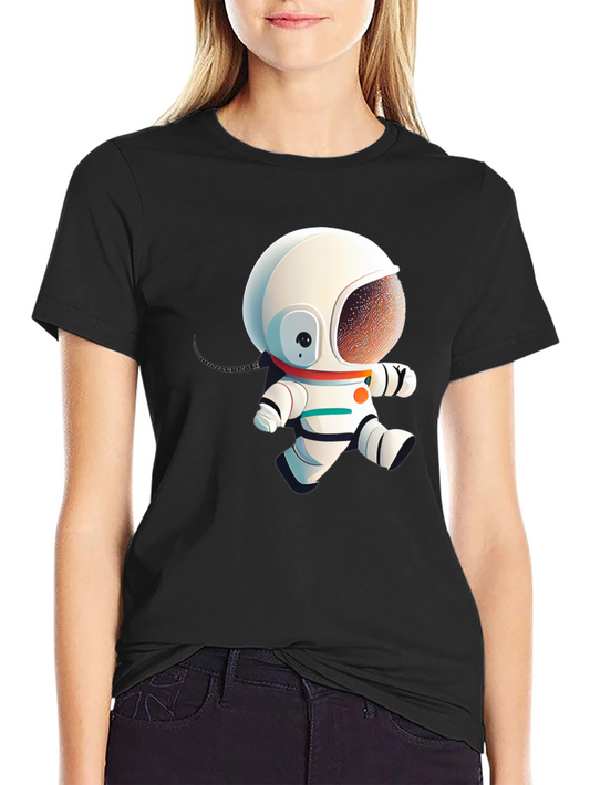 Astronaut Cartoon Graphic Black T-Shirt