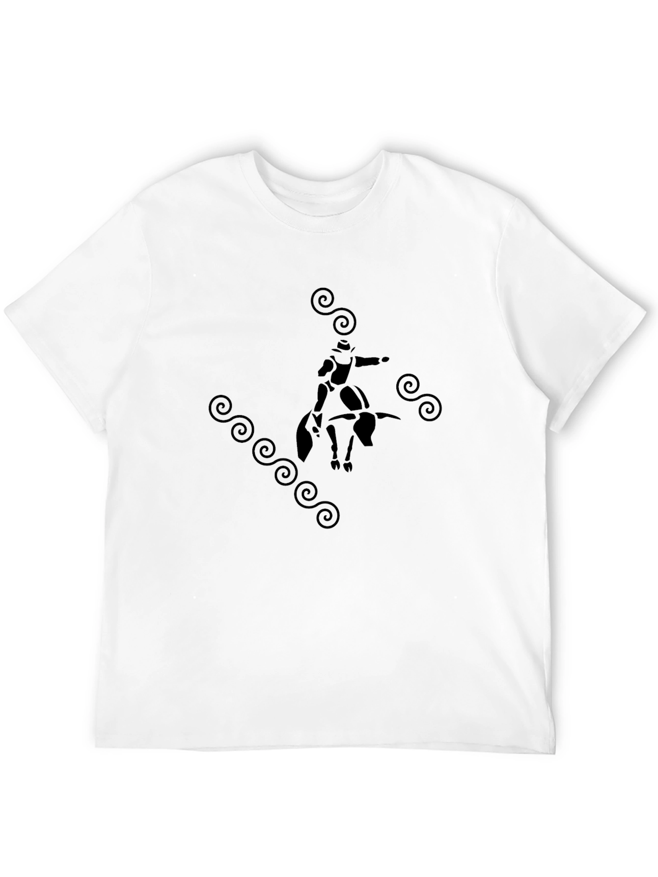 Stylish Black Bull Riding Graphic Tee