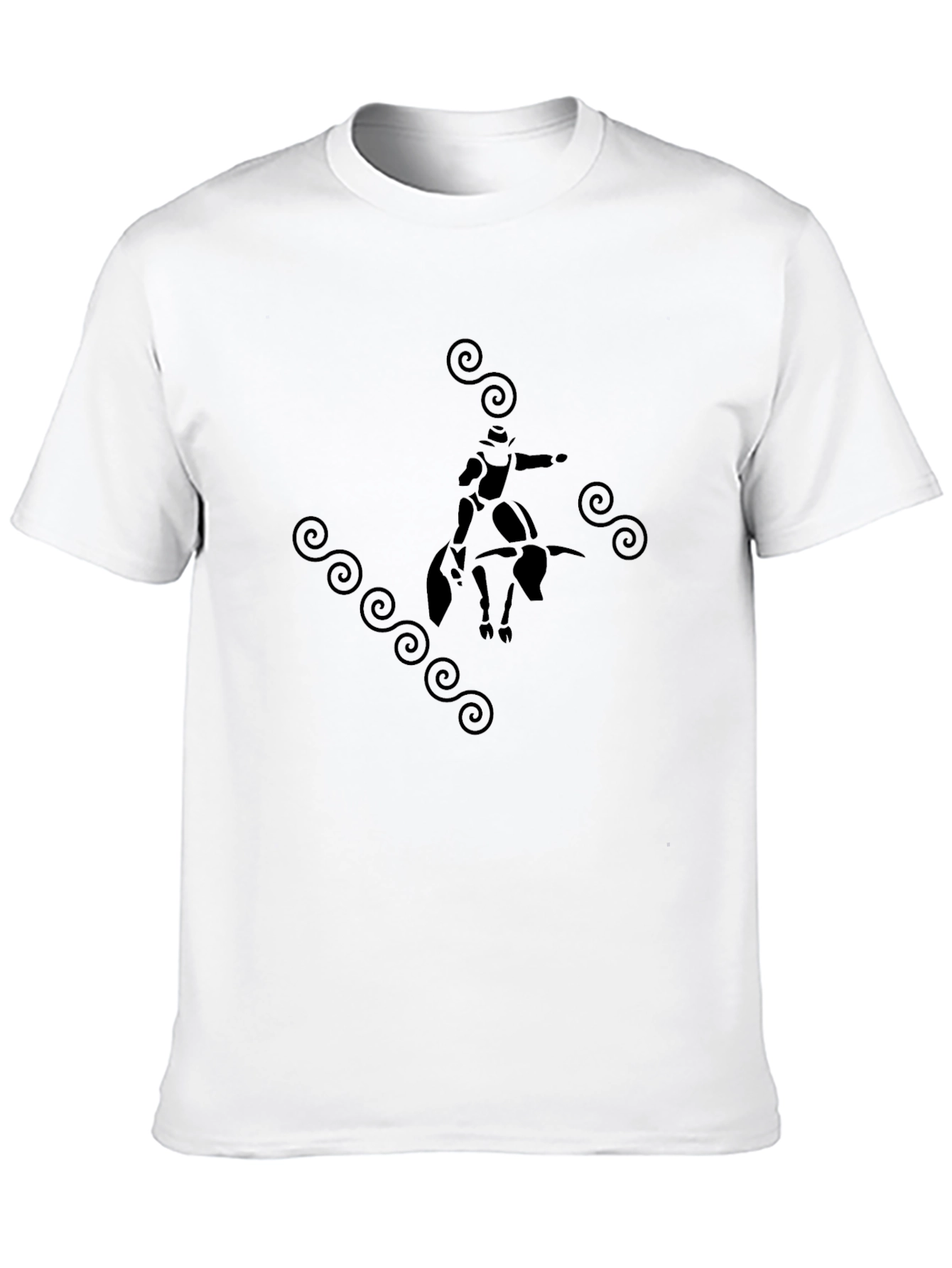 Stylish Black Bull Riding Graphic Tee