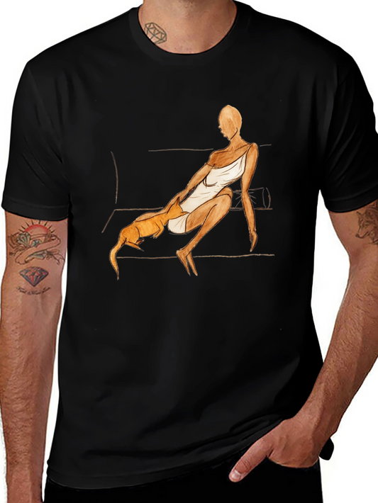 Abstract Woman & Dog Graphic Tee - Modern Art Shirt
