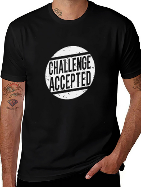 Challenge Accepted Graphic Tee - Black Cotton T-Shirt