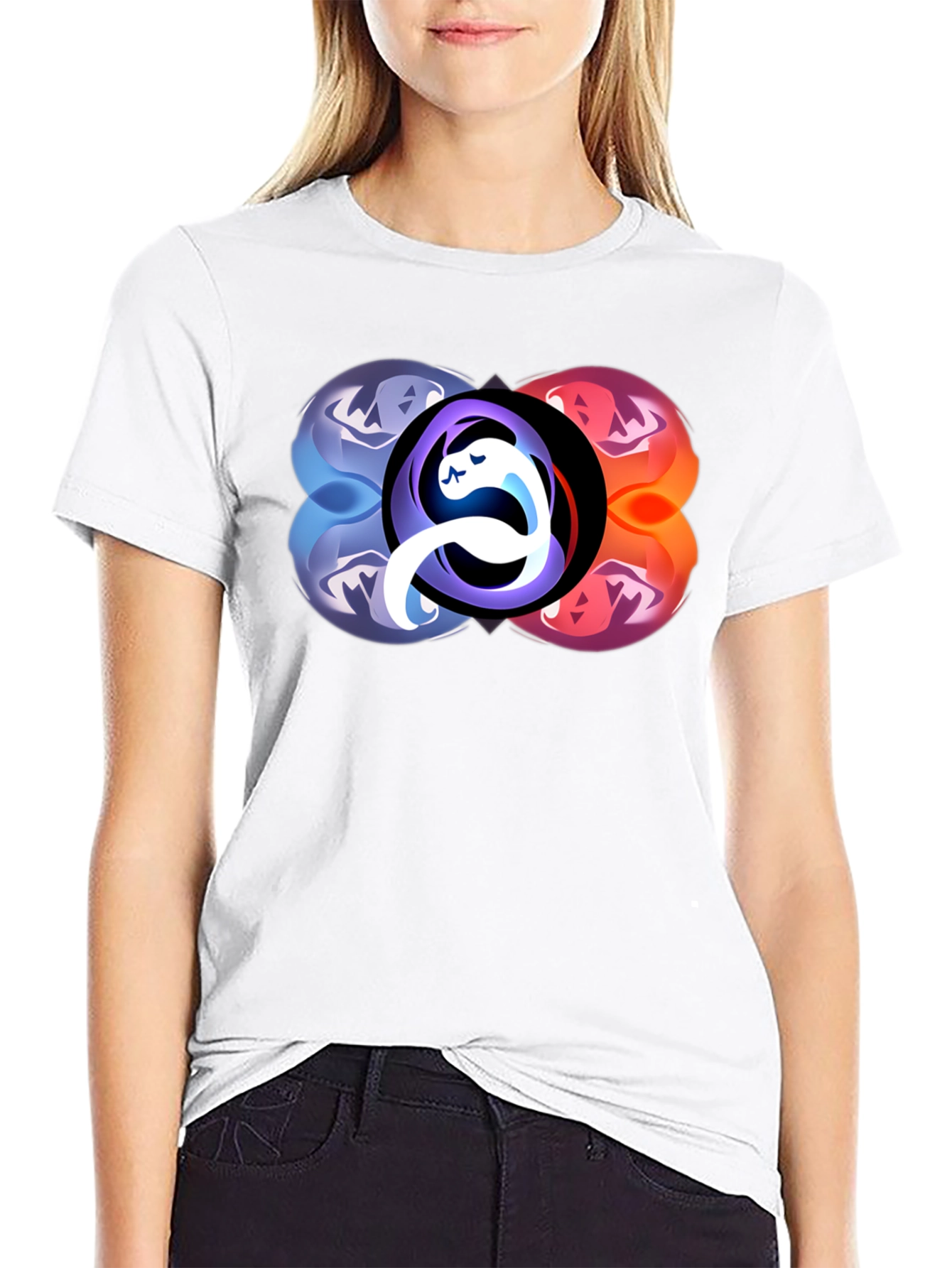 Abstract Yin Yang Graphic Black T-Shirt