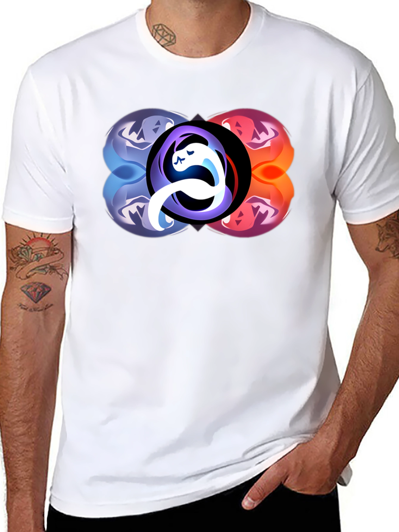 Abstract Yin Yang Graphic Black T-Shirt