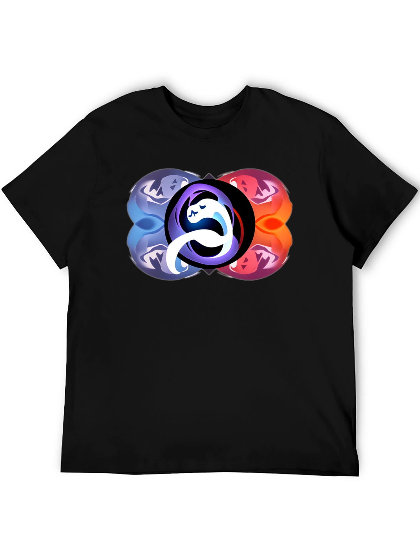 Abstract Yin Yang Graphic Black T-Shirt