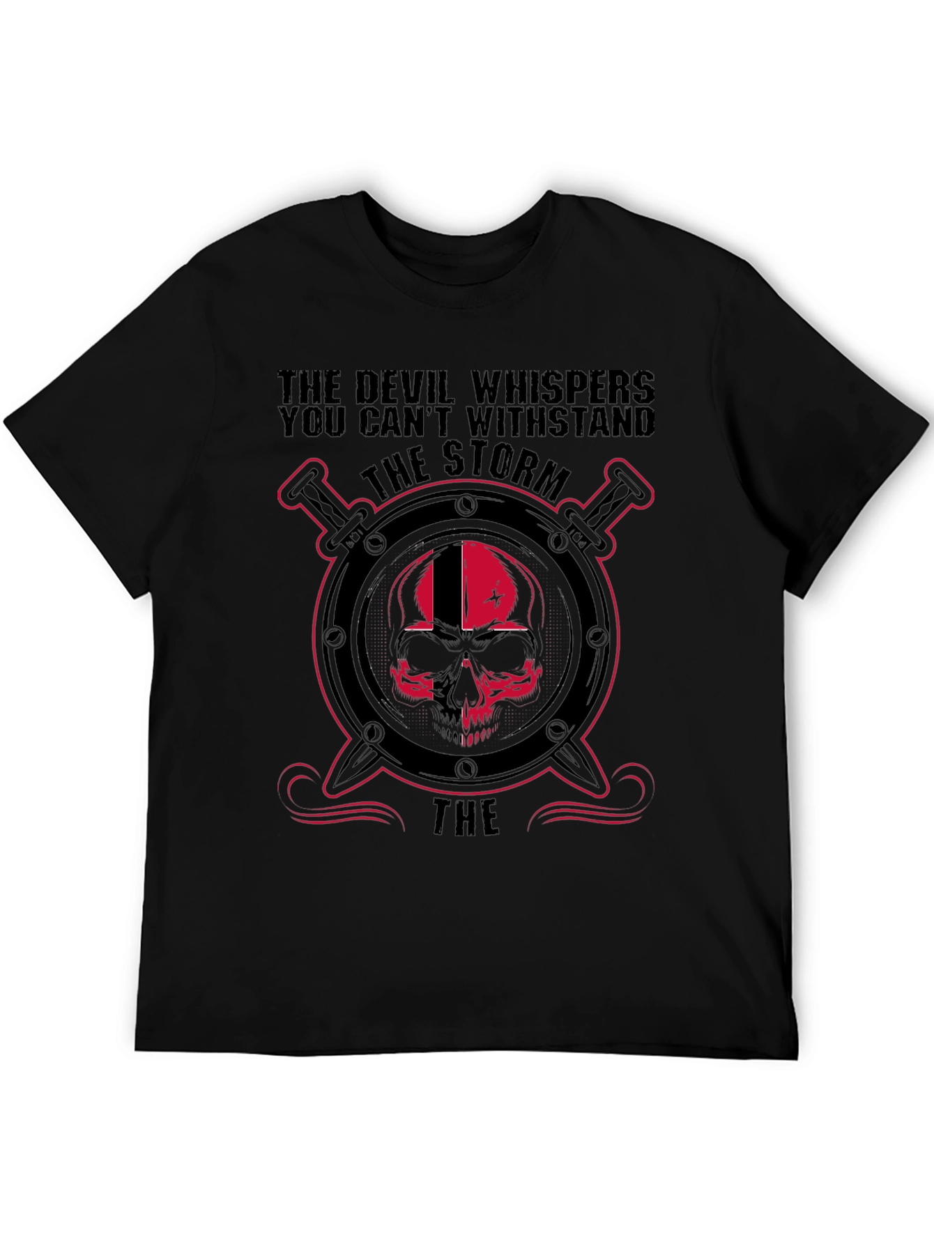 Devil Skull Storm Graphic Black T-Shirt
