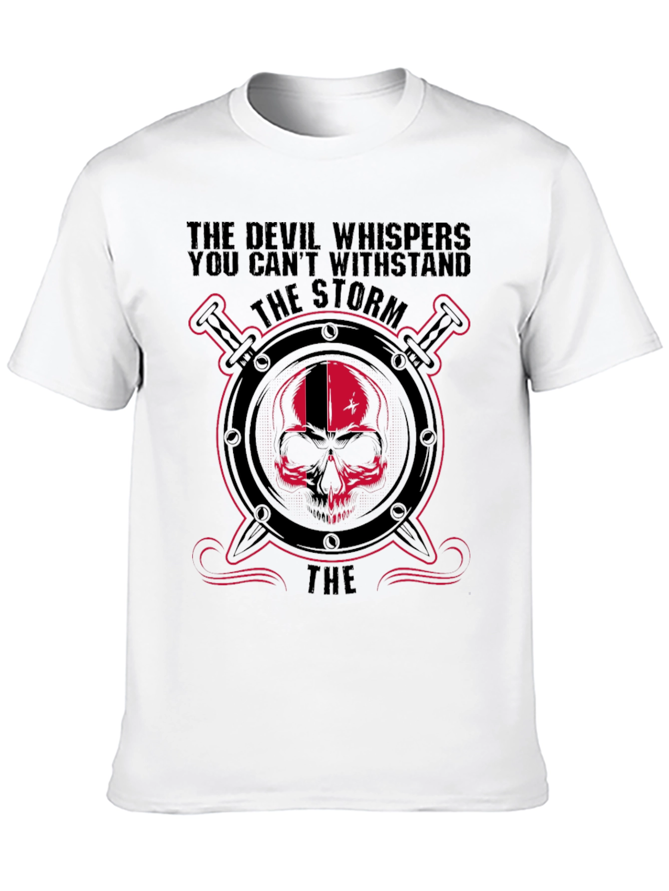 Devil Skull Storm Graphic Black T-Shirt