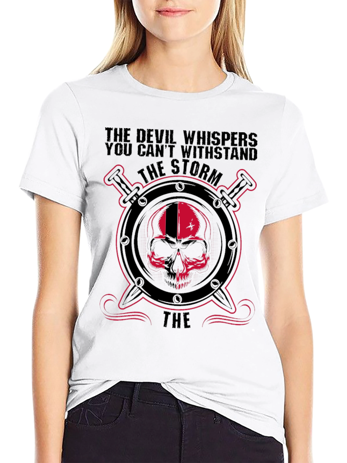 Devil Skull Storm Graphic Black T-Shirt