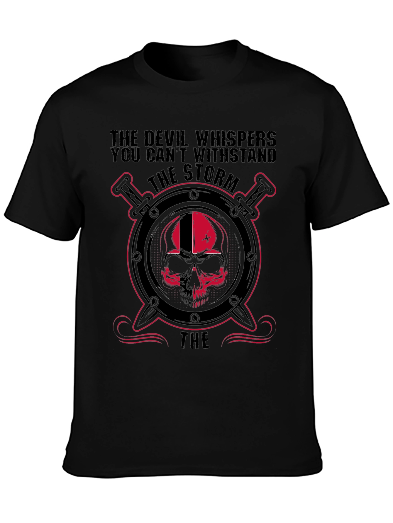 Devil Skull Storm Graphic Black T-Shirt