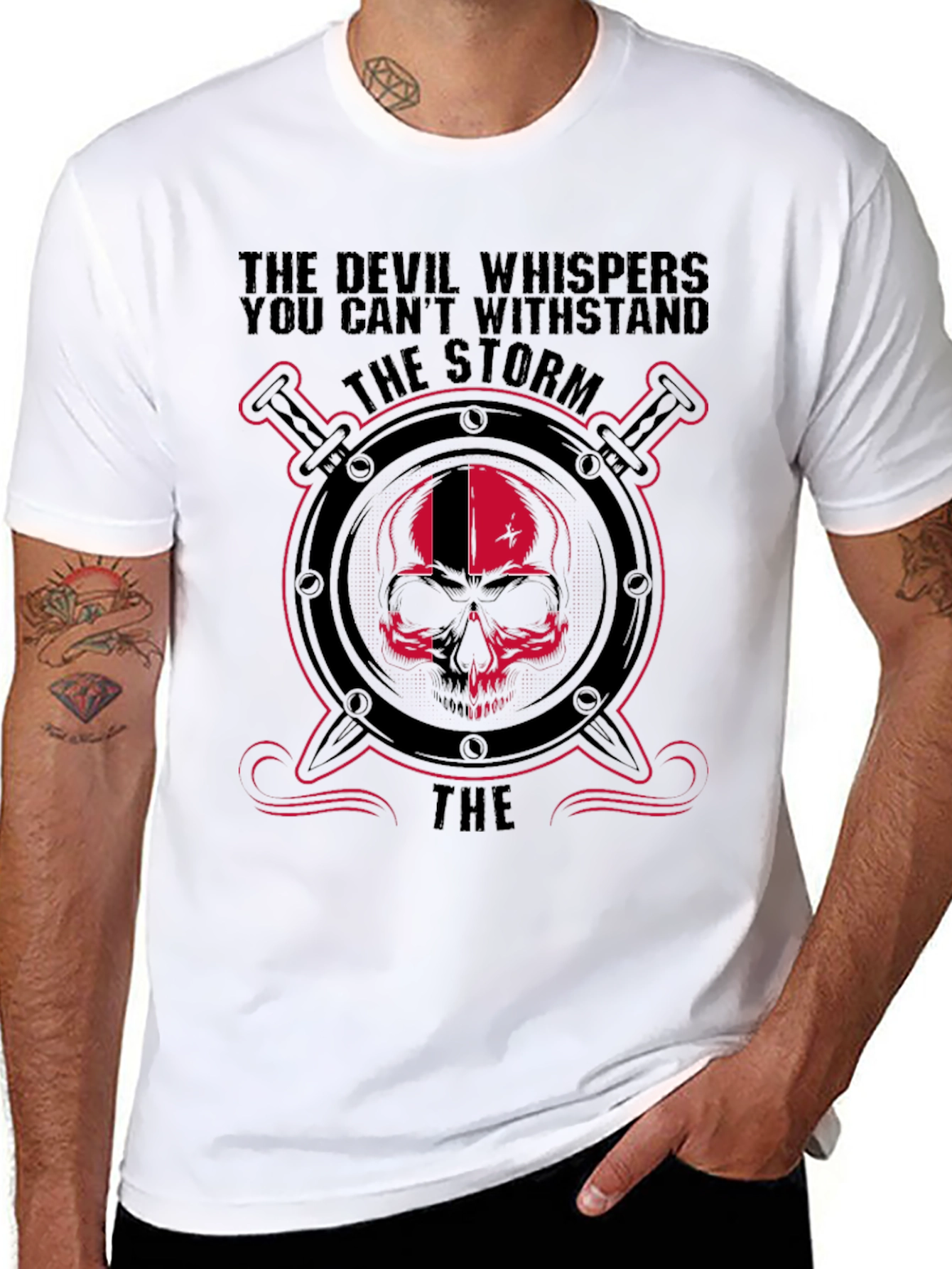 Devil Skull Storm Graphic Black T-Shirt