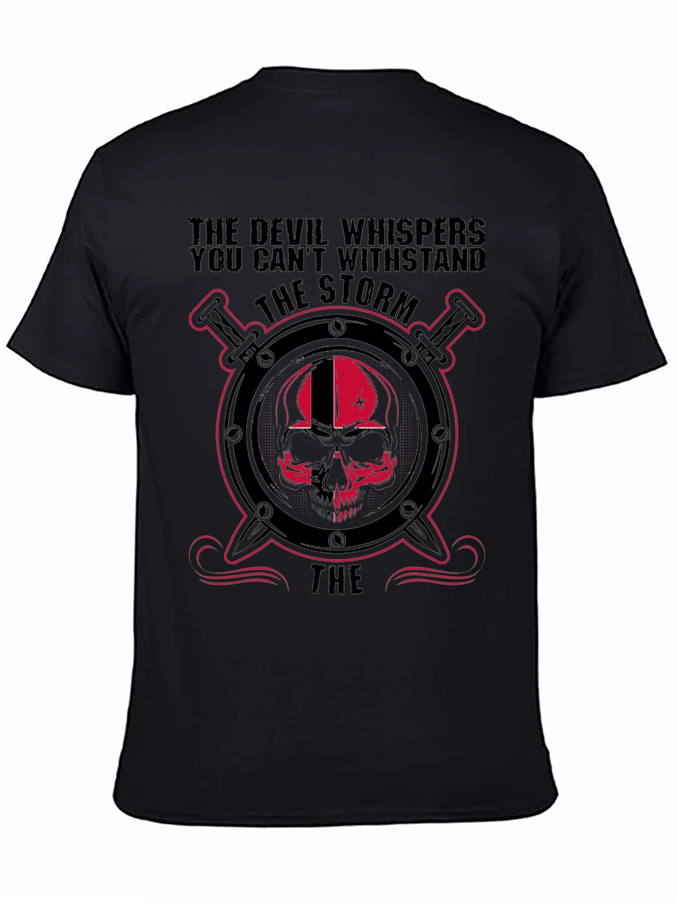 Devil Skull Storm Graphic Black T-Shirt