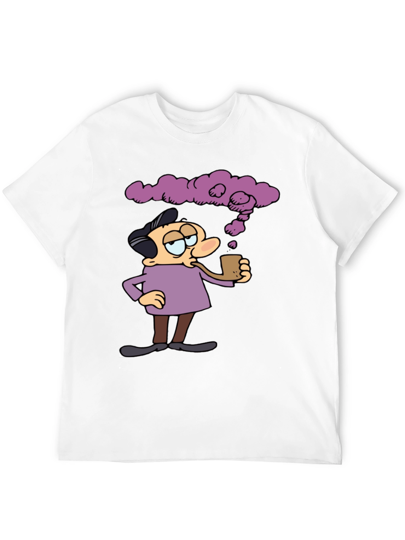 Cartoon Man Smoking Pipe Graphic T-Shirt
