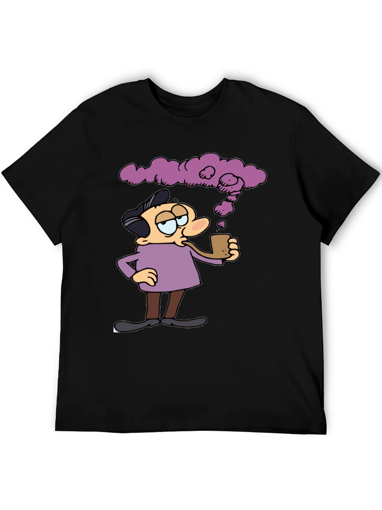 Cartoon Man Smoking Pipe Graphic T-Shirt