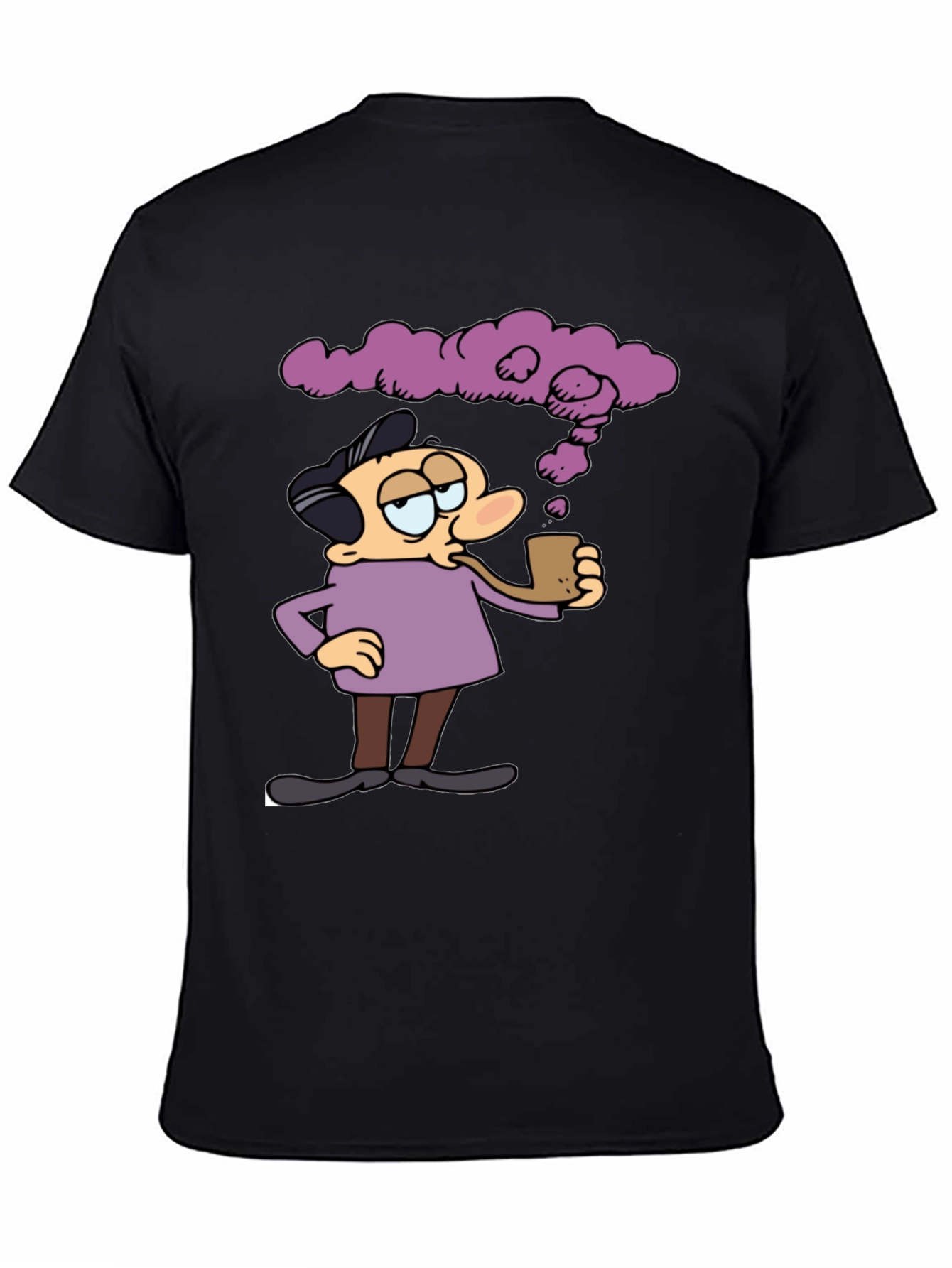 Cartoon Man Smoking Pipe Graphic T-Shirt